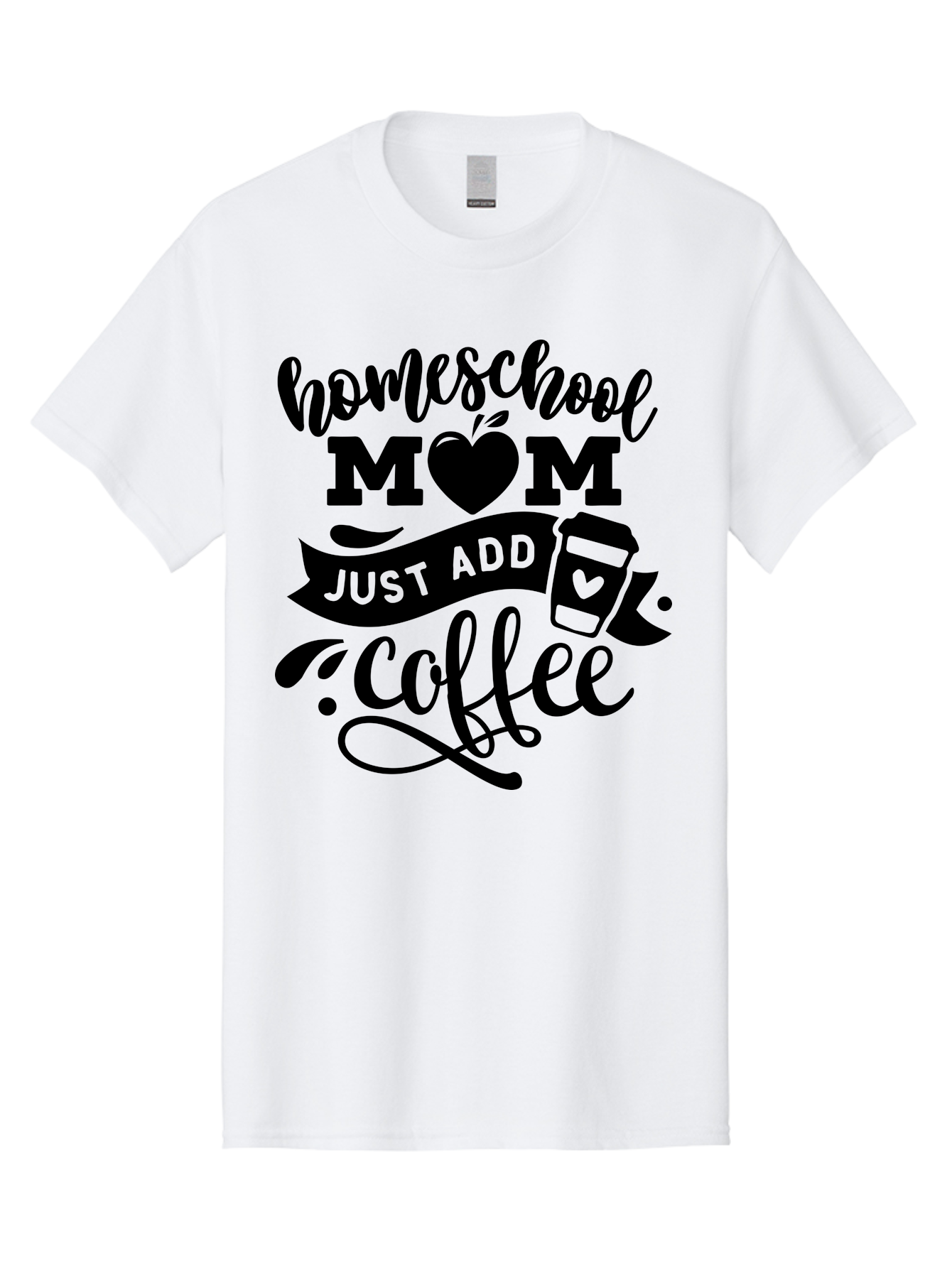 Homeschool-Mom-Just-Add-Coffee Men'S Graphic Tee, 100% Cotton, Comfortable Casual Summer Wear, Machine Washable, Homeschool Mom, Coffee Lover, Mom Life, Homeschooling, Parenting, Mom Humor, Coffee Addict, Motherhood Aab372