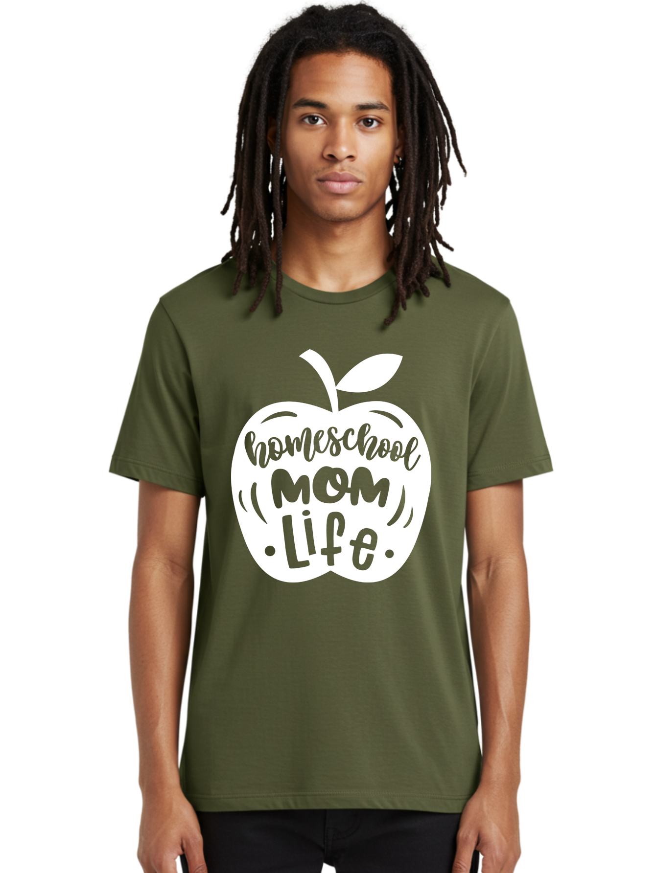 Homeschool-Mom-Life-1 Men'S Graphic Tee, 100% Cotton, Comfortable Casual Summer Wear, Machine Washable, Homeschool Mom Life, Apple Graphic, Homeschooling, Mom Life, Education, Parenting, Teaching, Learning, Green Apple Aab373