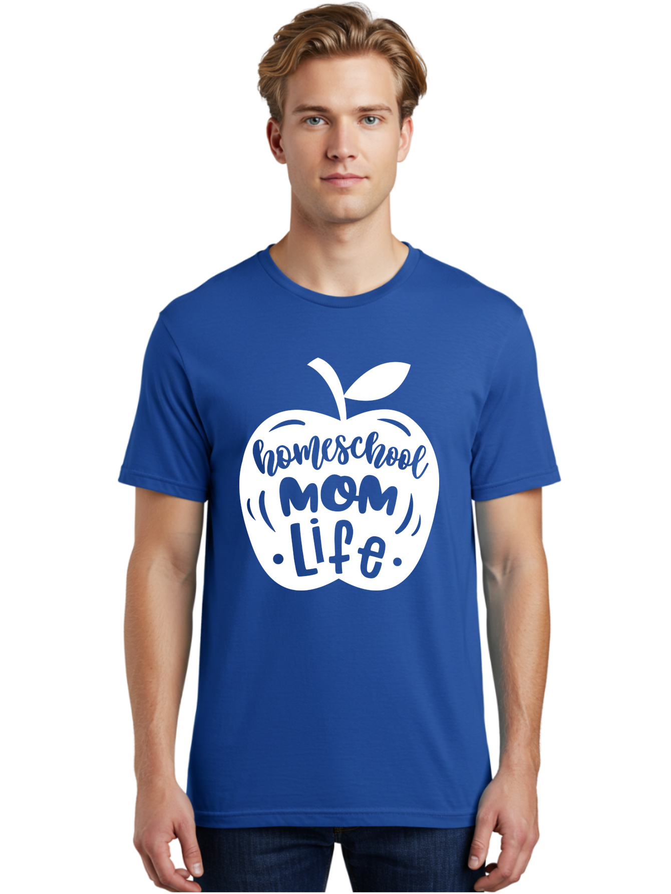 Homeschool-Mom-Life-1 Men'S Graphic Tee, 100% Cotton, Comfortable Casual Summer Wear, Machine Washable, Homeschool Mom Life, Apple Graphic, Homeschooling, Mom Life, Education, Parenting, Teaching, Learning, Green Apple Aab373
