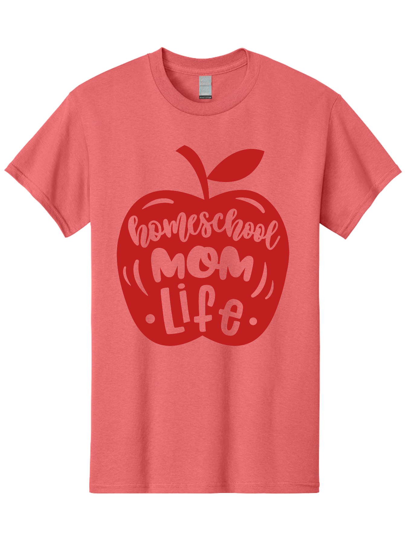 Homeschool-Mom-Life-2 Men'S Graphic Tee, 100% Cotton, Comfortable Casual Summer Wear, Machine Washable, Homeschool Mom Life, Apple Graphic, Red Apple, Green Text, Mom Life, Homeschooling, Parenting, Education, Learning At Home Aab374