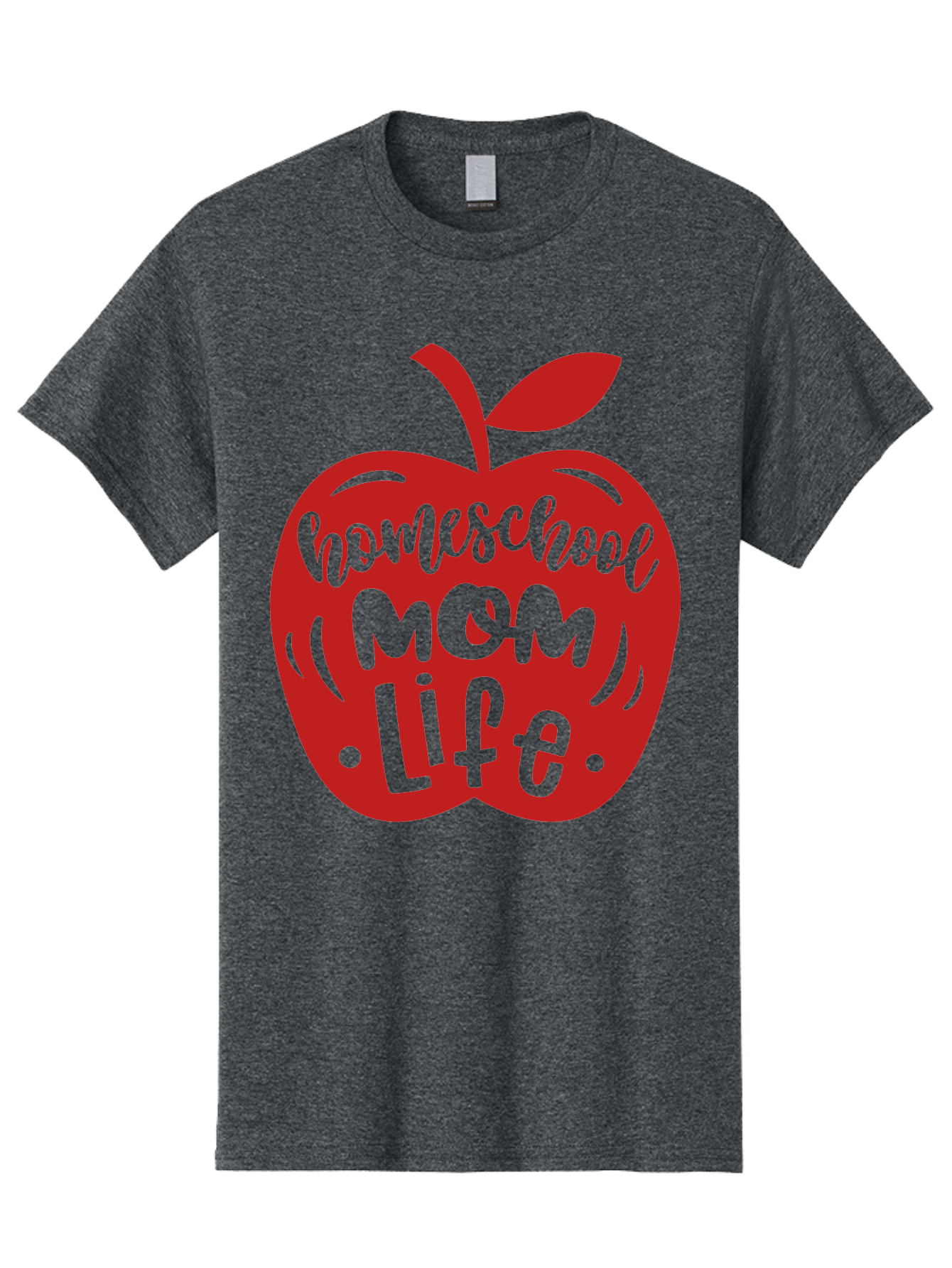 Homeschool-Mom-Life-2 Men'S Graphic Tee, 100% Cotton, Comfortable Casual Summer Wear, Machine Washable, Homeschool Mom Life, Apple Graphic, Red Apple, Green Text, Mom Life, Homeschooling, Parenting, Education, Learning At Home Aab374