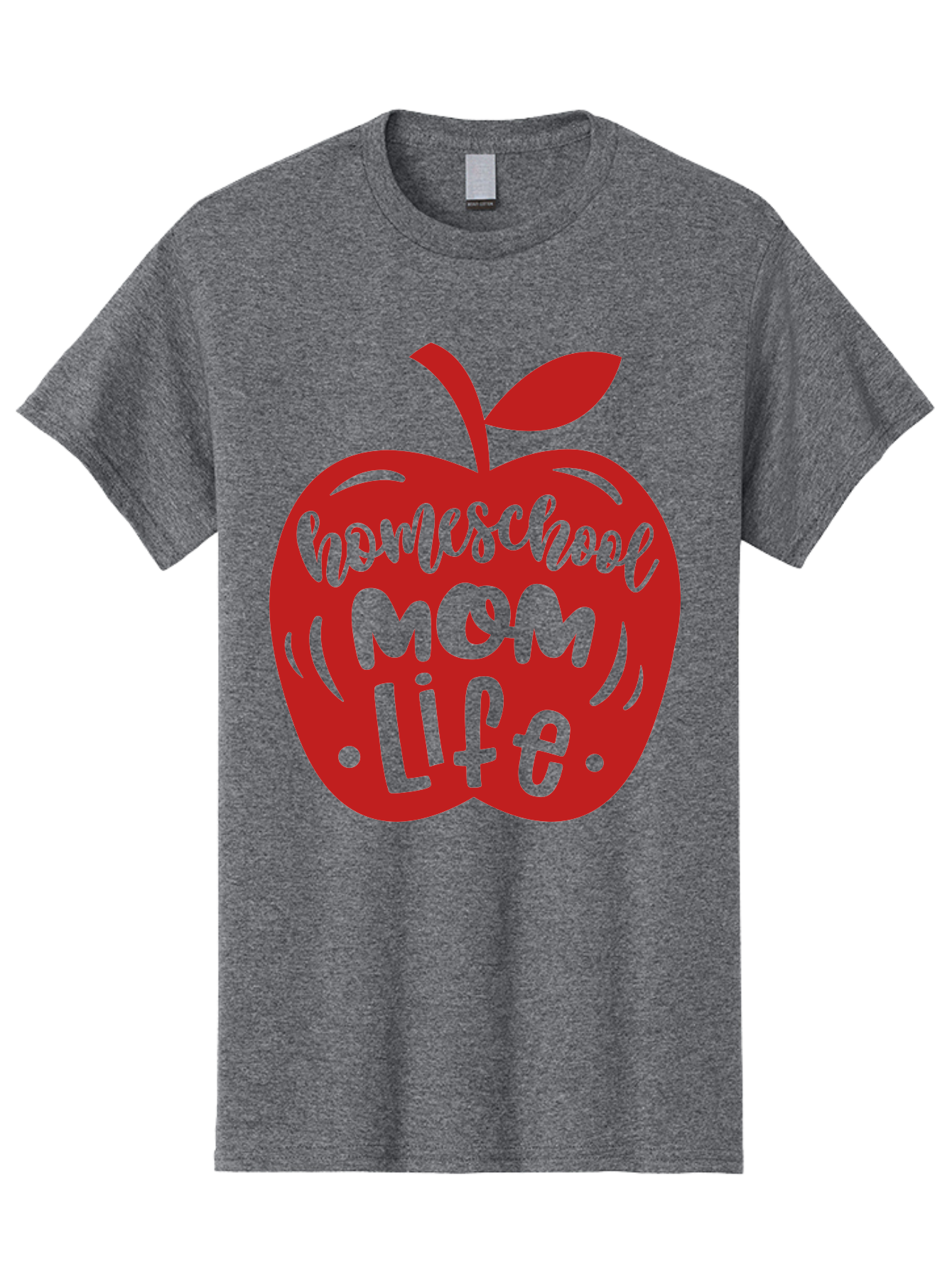 Homeschool-Mom-Life-2 Men'S Graphic Tee, 100% Cotton, Comfortable Casual Summer Wear, Machine Washable, Homeschool Mom Life, Apple Graphic, Red Apple, Green Text, Mom Life, Homeschooling, Parenting, Education, Learning At Home Aab374