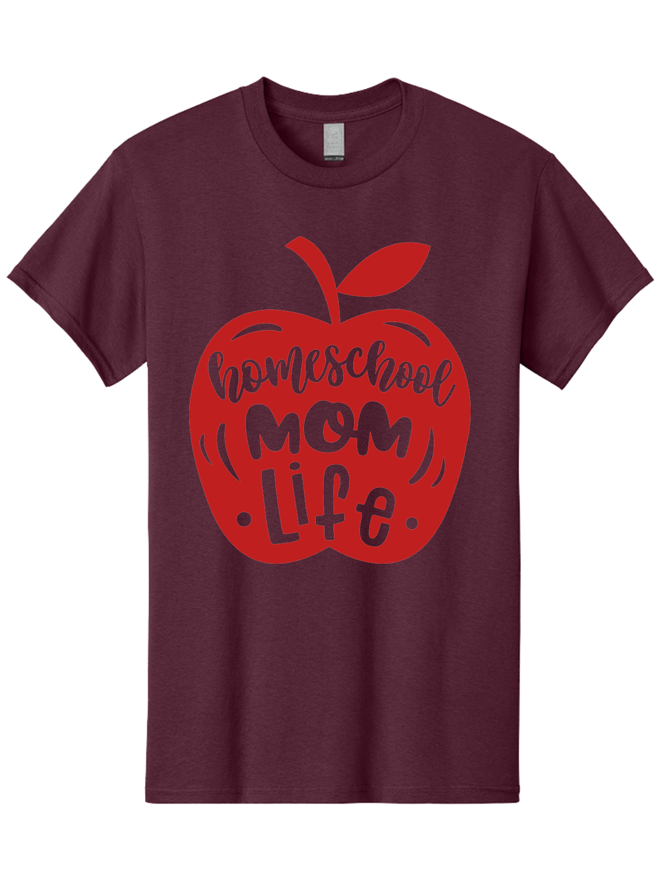 Homeschool-Mom-Life-2 Men'S Graphic Tee, 100% Cotton, Comfortable Casual Summer Wear, Machine Washable, Homeschool Mom Life, Apple Graphic, Red Apple, Green Text, Mom Life, Homeschooling, Parenting, Education, Learning At Home Aab374