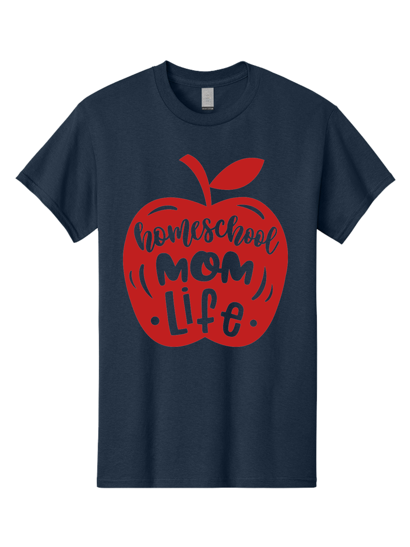 Homeschool-Mom-Life-2 Men'S Graphic Tee, 100% Cotton, Comfortable Casual Summer Wear, Machine Washable, Homeschool Mom Life, Apple Graphic, Red Apple, Green Text, Mom Life, Homeschooling, Parenting, Education, Learning At Home Aab374
