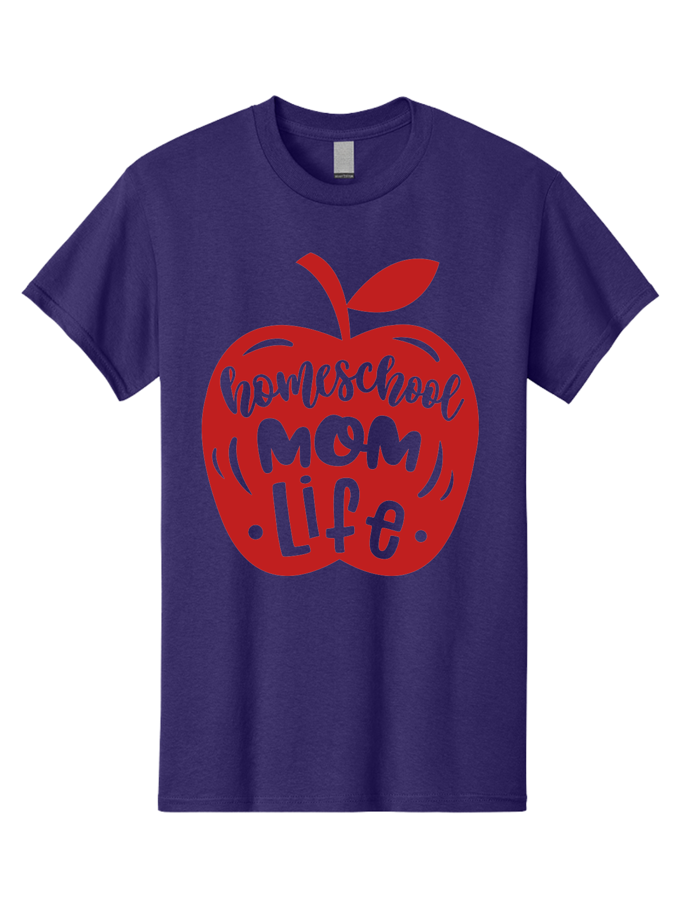 Homeschool-Mom-Life-2 Men'S Graphic Tee, 100% Cotton, Comfortable Casual Summer Wear, Machine Washable, Homeschool Mom Life, Apple Graphic, Red Apple, Green Text, Mom Life, Homeschooling, Parenting, Education, Learning At Home Aab374