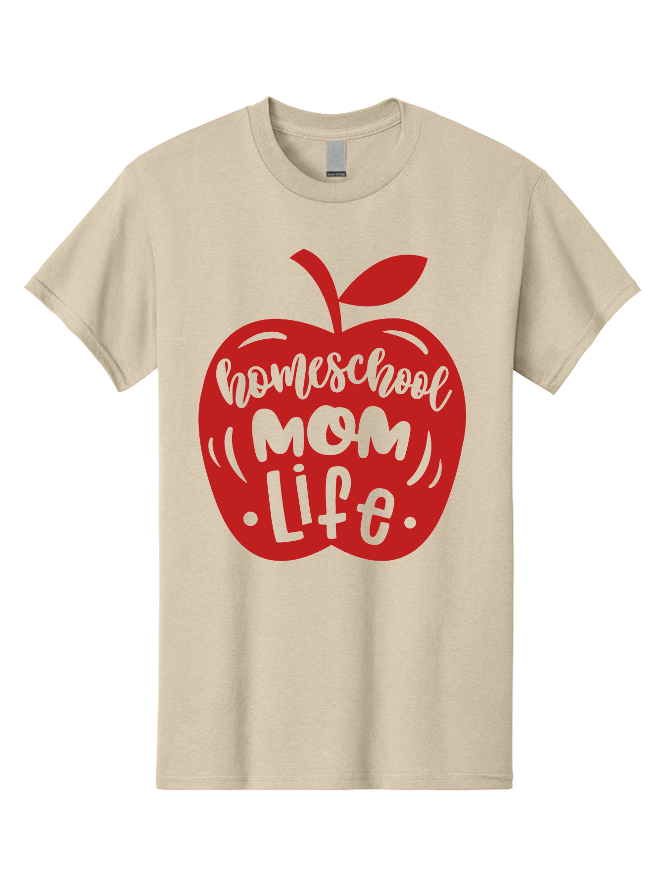 Homeschool-Mom-Life-2 Men'S Graphic Tee, 100% Cotton, Comfortable Casual Summer Wear, Machine Washable, Homeschool Mom Life, Apple Graphic, Red Apple, Green Text, Mom Life, Homeschooling, Parenting, Education, Learning At Home Aab374