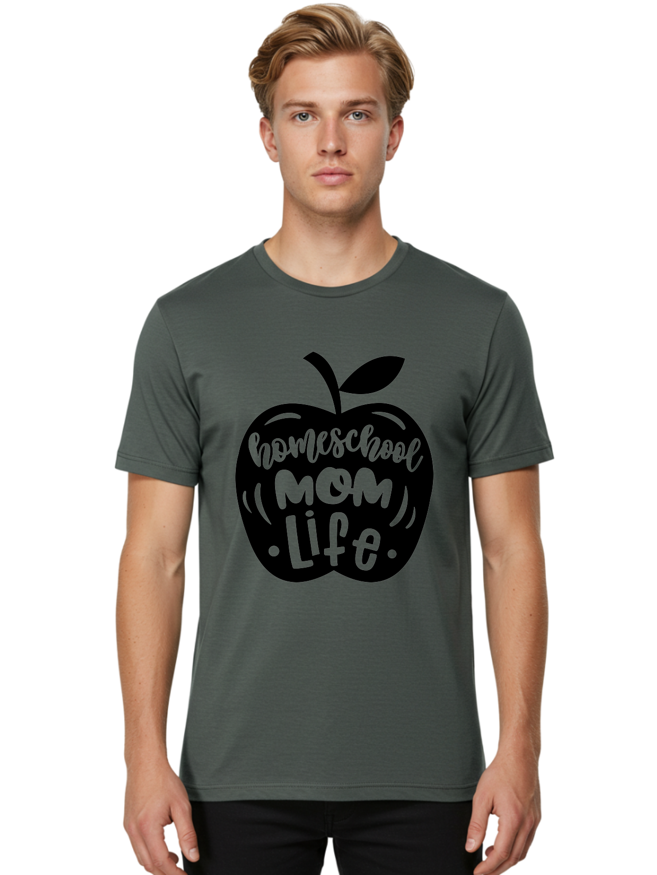 Homeschool-Mom-Life Men'S Graphic Tee, 100% Cotton, Comfortable Casual Summer Wear, Machine Washable, Homeschool Mom Life, Apple Graphic, Mom Life, Homeschooling, Education, Parenting, Motherhood, Apple Illustration, Custom Graphics Aab375
