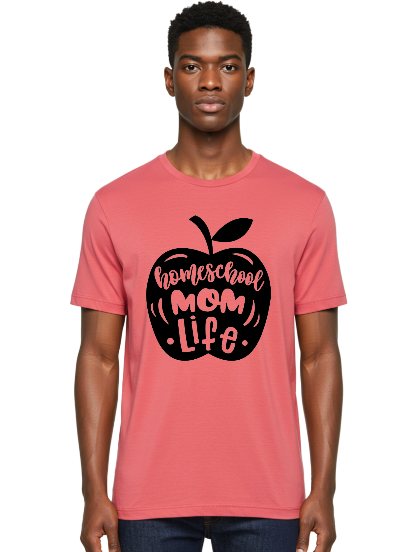 Homeschool-Mom-Life Men'S Graphic Tee, 100% Cotton, Comfortable Casual Summer Wear, Machine Washable, Homeschool Mom Life, Apple Graphic, Mom Life, Homeschooling, Education, Parenting, Motherhood, Apple Illustration, Custom Graphics Aab375
