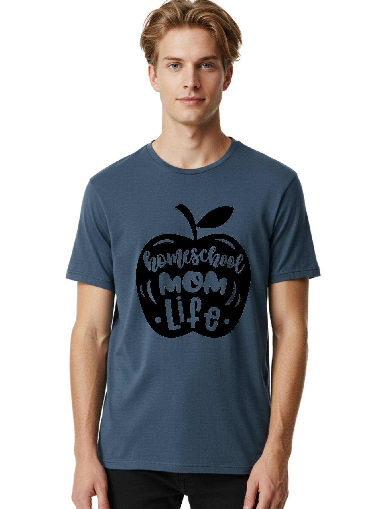 Homeschool-Mom-Life Men'S Graphic Tee, 100% Cotton, Comfortable Casual Summer Wear, Machine Washable, Homeschool Mom Life, Apple Graphic, Mom Life, Homeschooling, Education, Parenting, Motherhood, Apple Illustration, Custom Graphics Aab375
