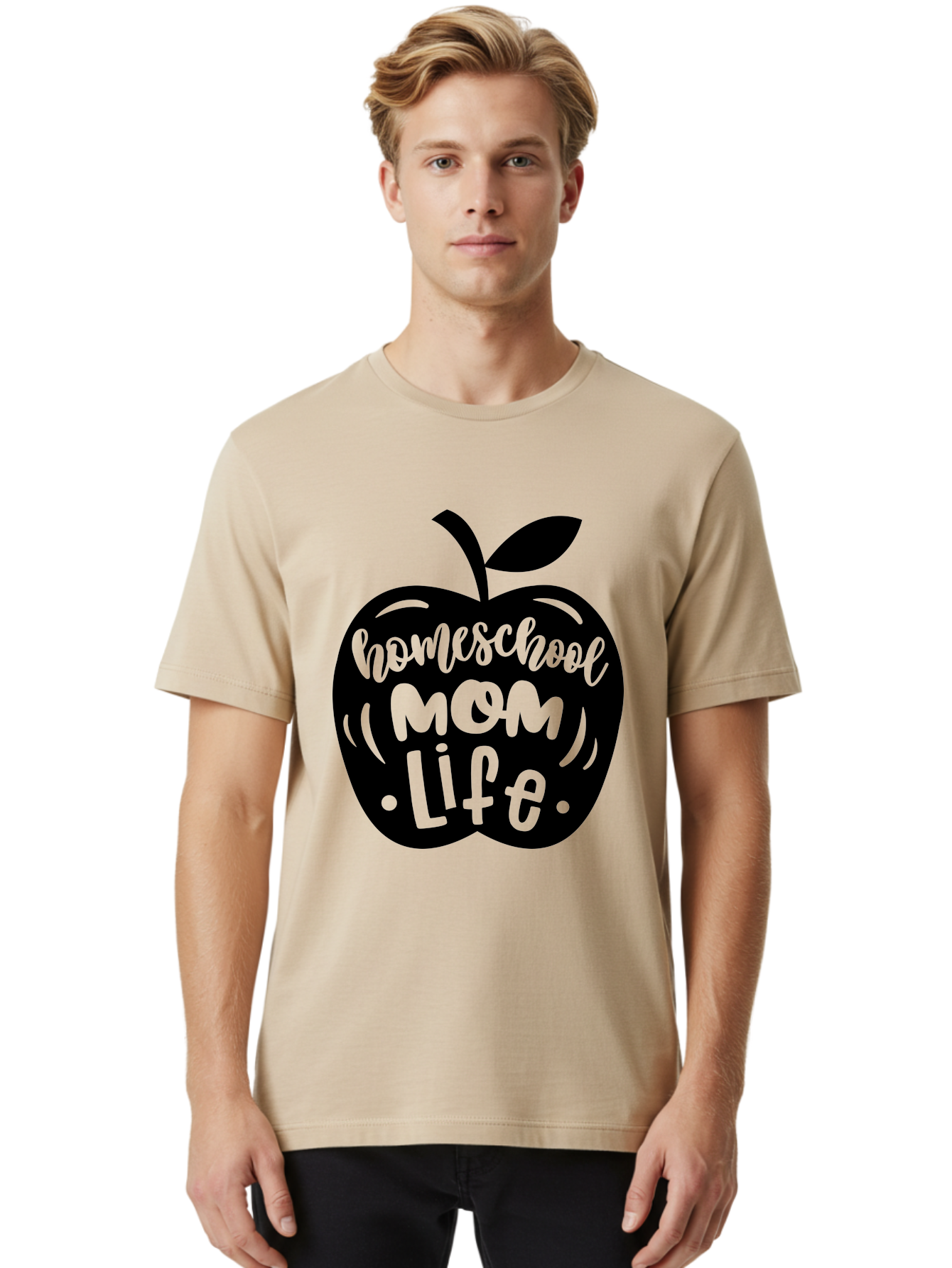 Homeschool-Mom-Life Men'S Graphic Tee, 100% Cotton, Comfortable Casual Summer Wear, Machine Washable, Homeschool Mom Life, Apple Graphic, Mom Life, Homeschooling, Education, Parenting, Motherhood, Apple Illustration, Custom Graphics Aab375