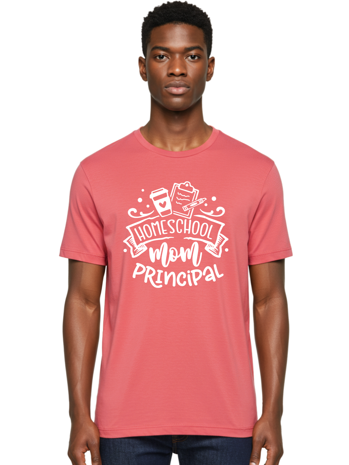 Homeschool-Mom-Principal-2 Men'S Graphic Tee, 100% Cotton, Comfortable Casual Summer Wear, Machine Washable, Homeschool Mom, Principal, Education, Homeschooling, Mom Life, Coffee Lover, Learning, Teaching, Parenting, Family, Kids, Aab377