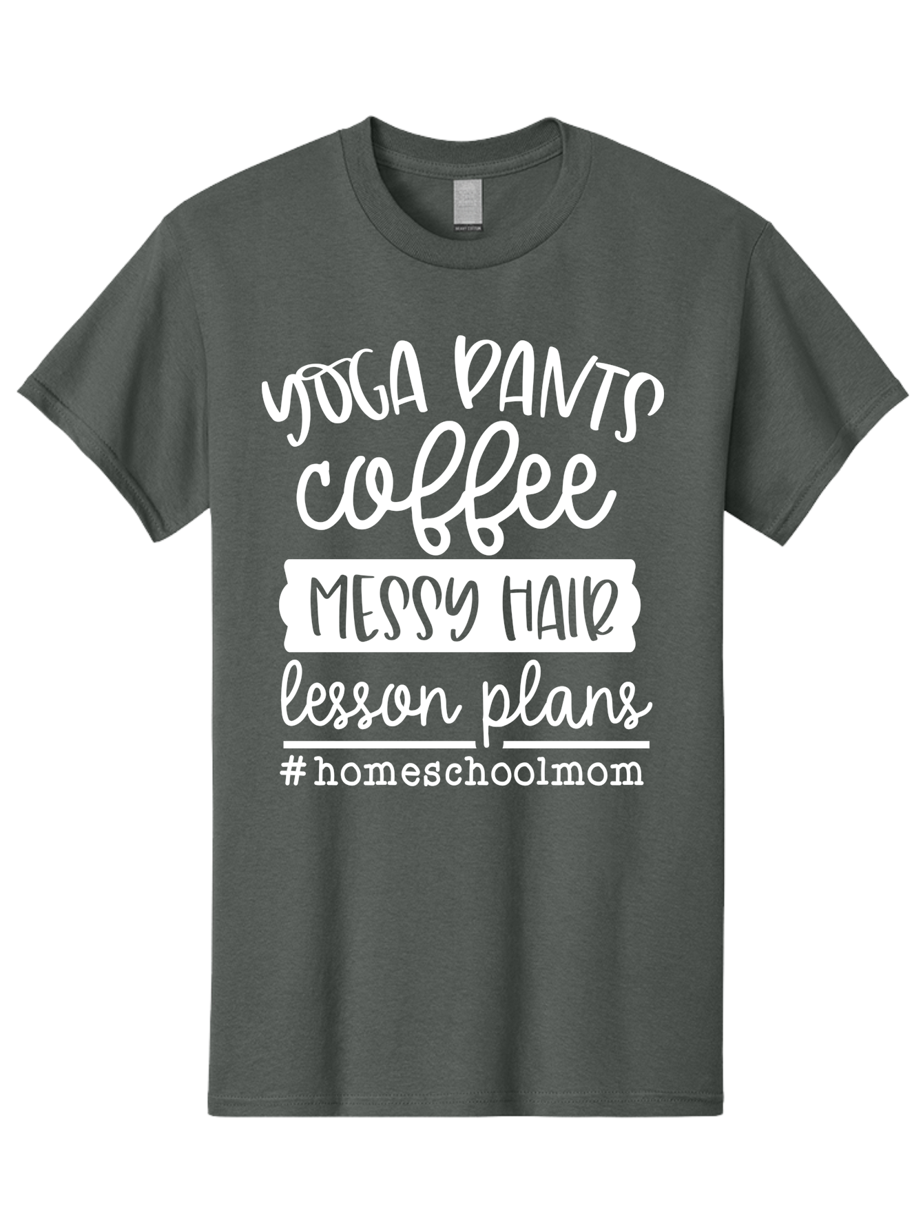 Homeschool-Mom Men'S Graphic Tee, 100% Cotton, Comfortable Casual Summer Wear, Machine Washable, Homeschool Mom, Yoga Pants, Coffee Fuel, Messy Hair, Lesson Plans, Homeschooling Lifestyle, Mom Life, Homeschool Routine, Coffee Lover Aab384