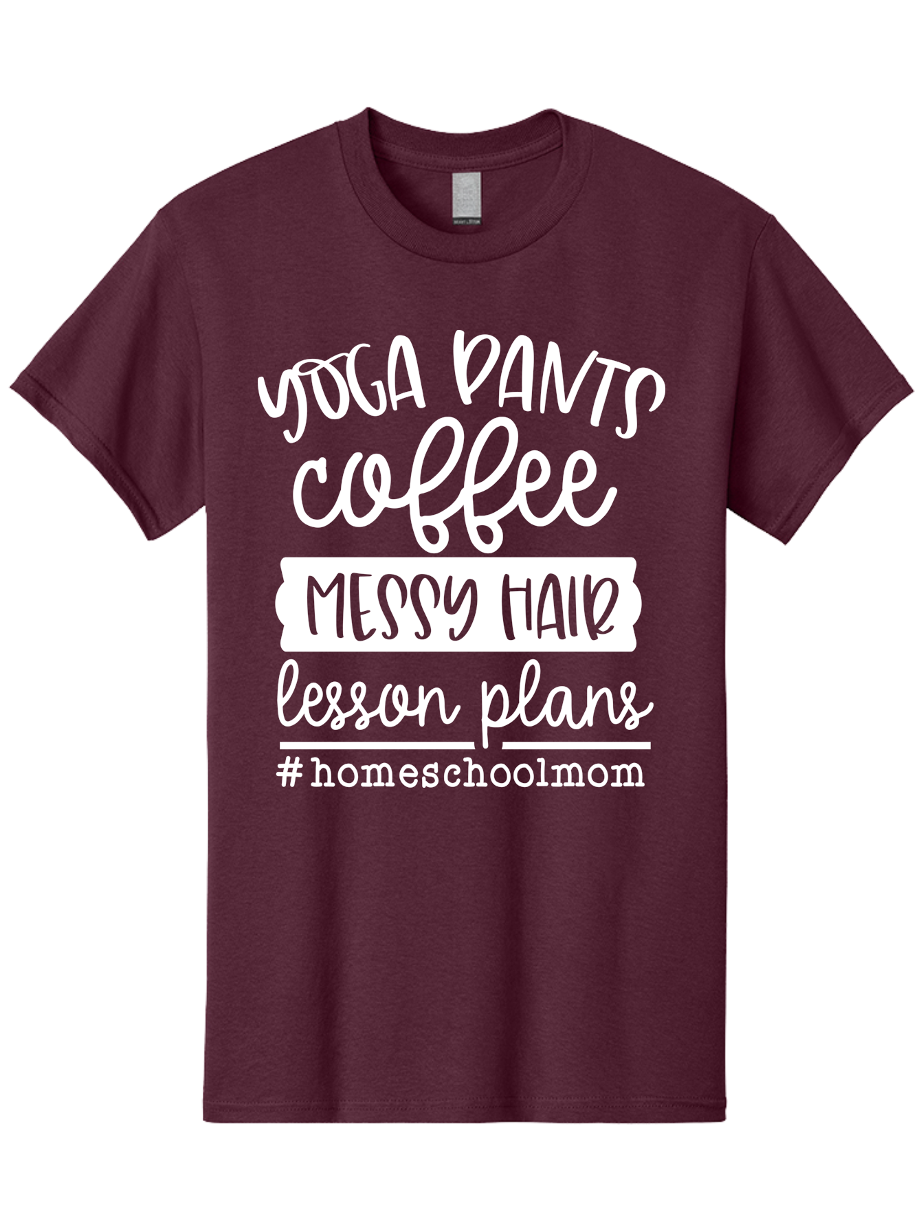 Homeschool-Mom Men'S Graphic Tee, 100% Cotton, Comfortable Casual Summer Wear, Machine Washable, Homeschool Mom, Yoga Pants, Coffee Fuel, Messy Hair, Lesson Plans, Homeschooling Lifestyle, Mom Life, Homeschool Routine, Coffee Lover Aab384
