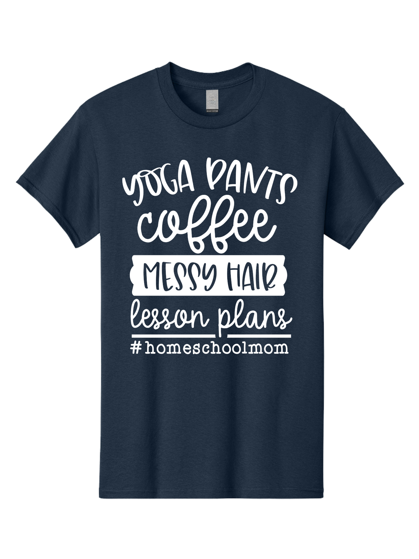 Homeschool-Mom Men'S Graphic Tee, 100% Cotton, Comfortable Casual Summer Wear, Machine Washable, Homeschool Mom, Yoga Pants, Coffee Fuel, Messy Hair, Lesson Plans, Homeschooling Lifestyle, Mom Life, Homeschool Routine, Coffee Lover Aab384