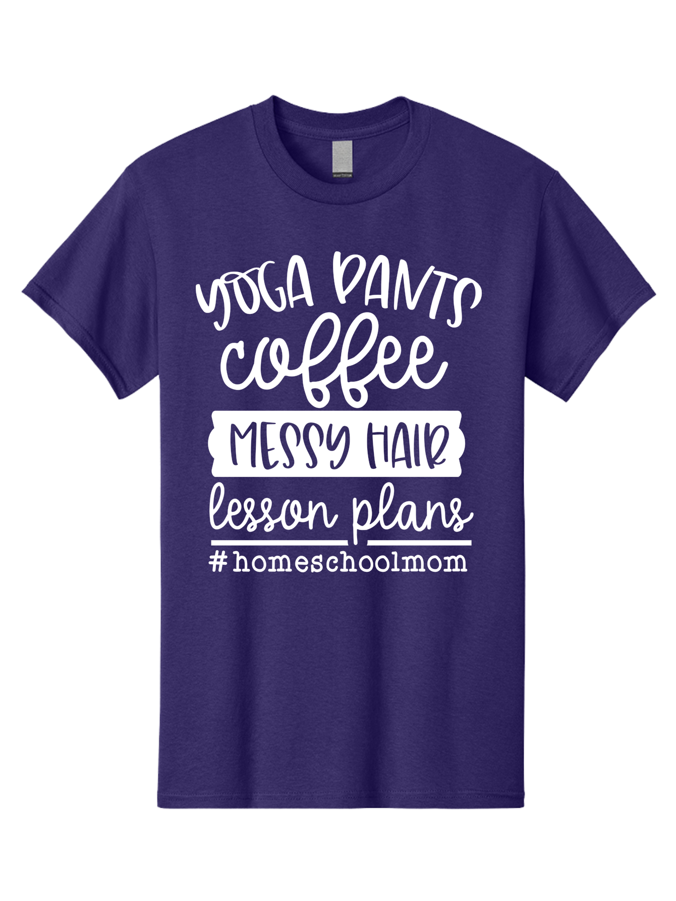 Homeschool-Mom Men'S Graphic Tee, 100% Cotton, Comfortable Casual Summer Wear, Machine Washable, Homeschool Mom, Yoga Pants, Coffee Fuel, Messy Hair, Lesson Plans, Homeschooling Lifestyle, Mom Life, Homeschool Routine, Coffee Lover Aab384