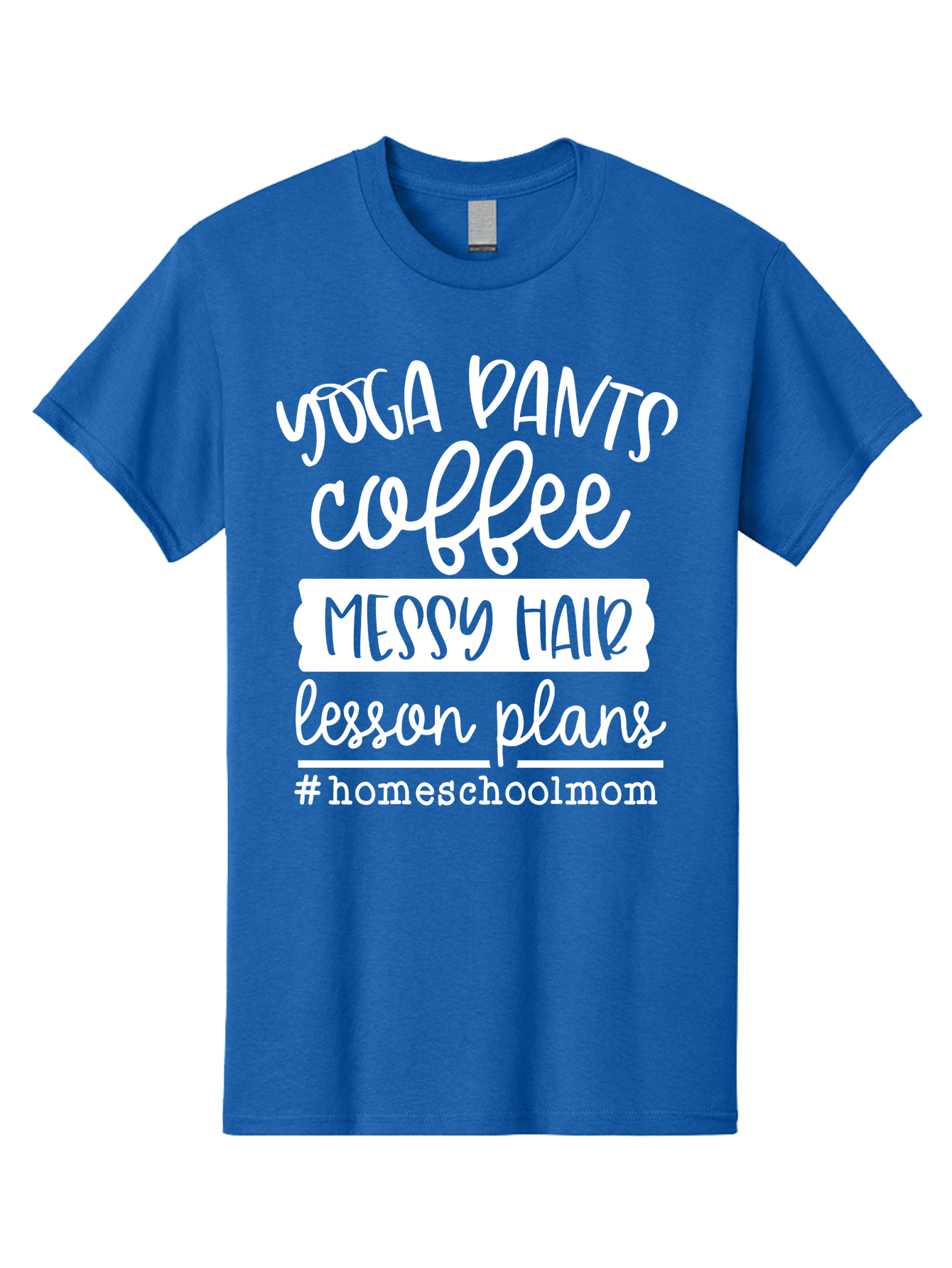 Homeschool-Mom Men'S Graphic Tee, 100% Cotton, Comfortable Casual Summer Wear, Machine Washable, Homeschool Mom, Yoga Pants, Coffee Fuel, Messy Hair, Lesson Plans, Homeschooling Lifestyle, Mom Life, Homeschool Routine, Coffee Lover Aab384