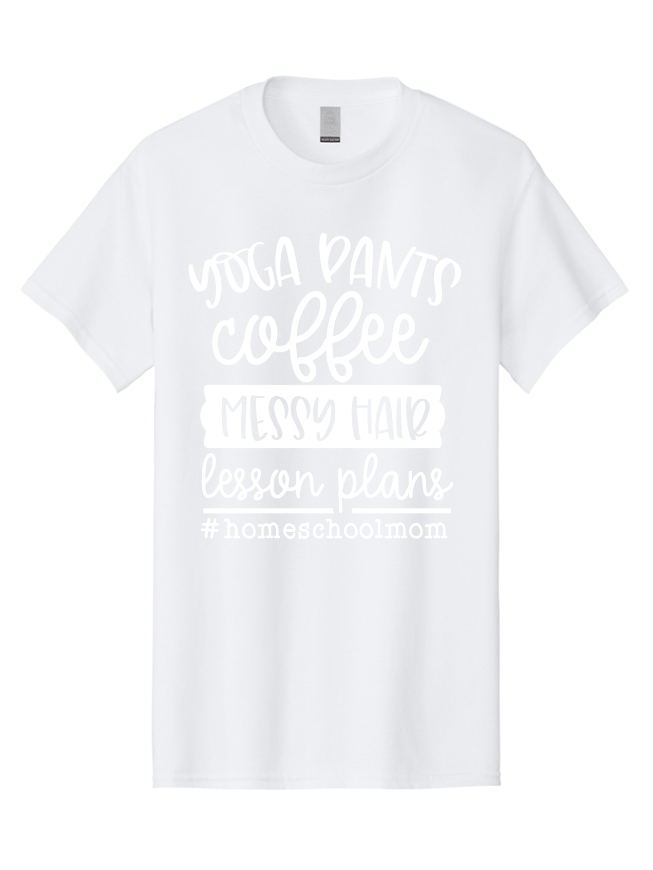 Homeschool-Mom Men'S Graphic Tee, 100% Cotton, Comfortable Casual Summer Wear, Machine Washable, Homeschool Mom, Yoga Pants, Coffee Fuel, Messy Hair, Lesson Plans, Homeschooling Lifestyle, Mom Life, Homeschool Routine, Coffee Lover Aab384