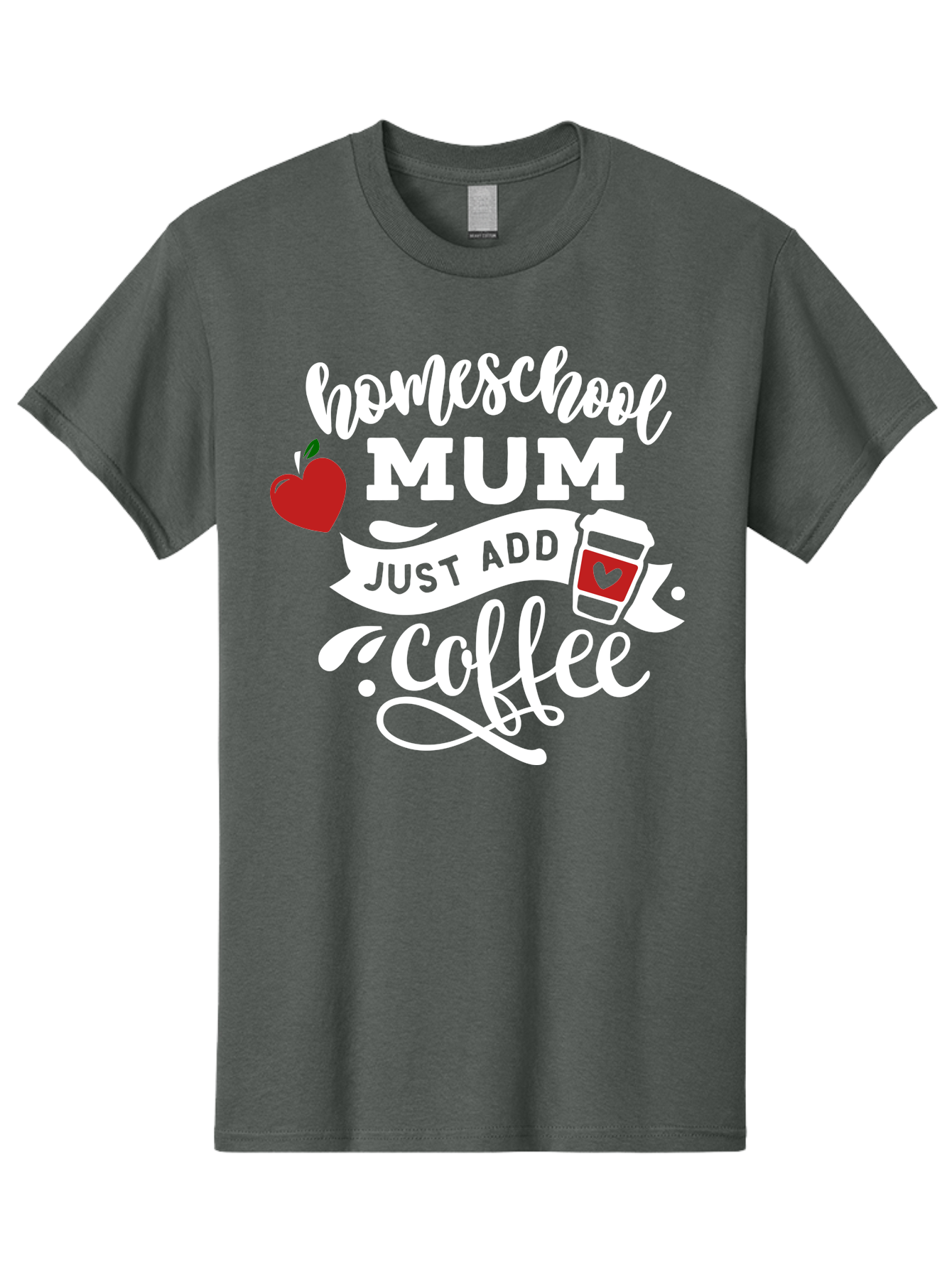 Homeschool-Mum-2 Men'S Graphic Tee, 100% Cotton, Comfortable Casual Summer Wear, Machine Washable, Homeschooling, Motherhood, Coffee Lover, Funny Quote, Homeschool Mum, Education, Parenting Humor, Coffee Cup, Apple Symbol, Inspirational Quote Aab386