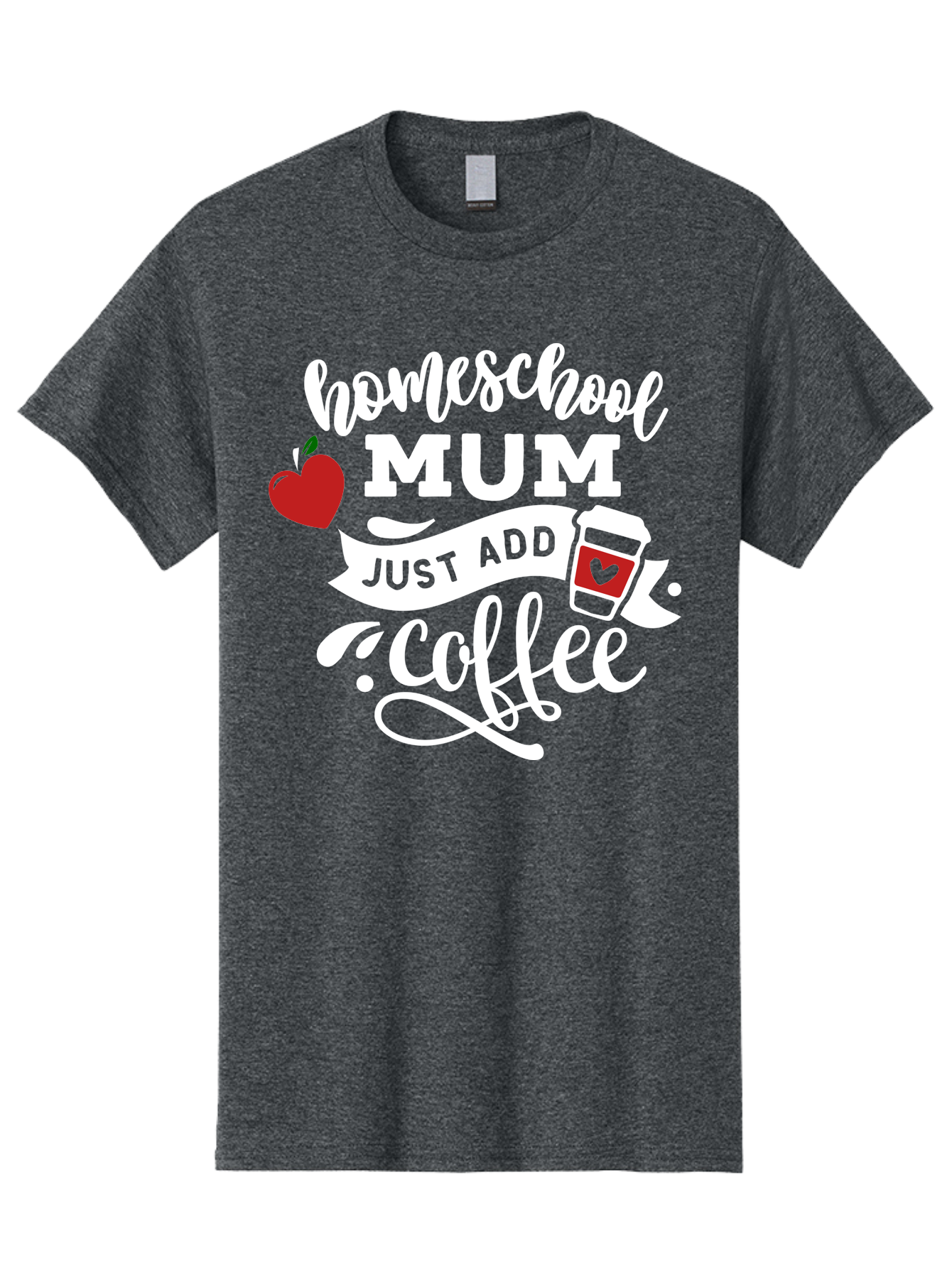 Homeschool-Mum-2 Men'S Graphic Tee, 100% Cotton, Comfortable Casual Summer Wear, Machine Washable, Homeschooling, Motherhood, Coffee Lover, Funny Quote, Homeschool Mum, Education, Parenting Humor, Coffee Cup, Apple Symbol, Inspirational Quote Aab386