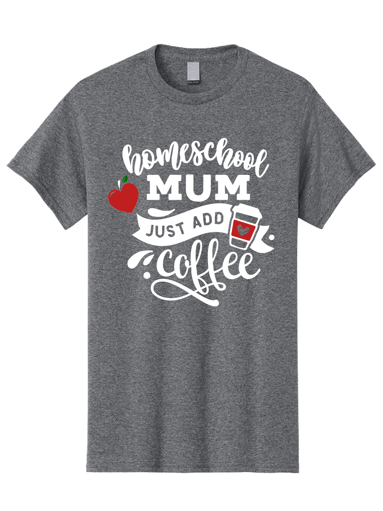 Homeschool-Mum-2 Men'S Graphic Tee, 100% Cotton, Comfortable Casual Summer Wear, Machine Washable, Homeschooling, Motherhood, Coffee Lover, Funny Quote, Homeschool Mum, Education, Parenting Humor, Coffee Cup, Apple Symbol, Inspirational Quote Aab386