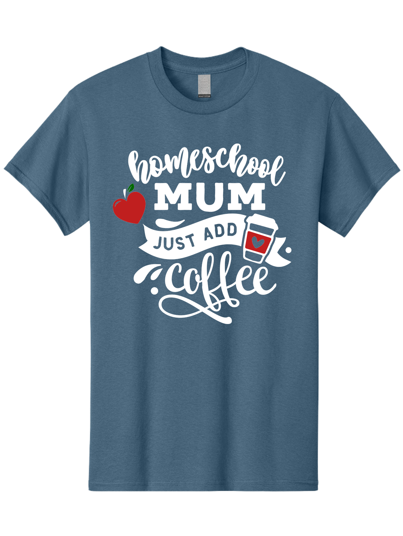 Homeschool-Mum-2 Men'S Graphic Tee, 100% Cotton, Comfortable Casual Summer Wear, Machine Washable, Homeschooling, Motherhood, Coffee Lover, Funny Quote, Homeschool Mum, Education, Parenting Humor, Coffee Cup, Apple Symbol, Inspirational Quote Aab386