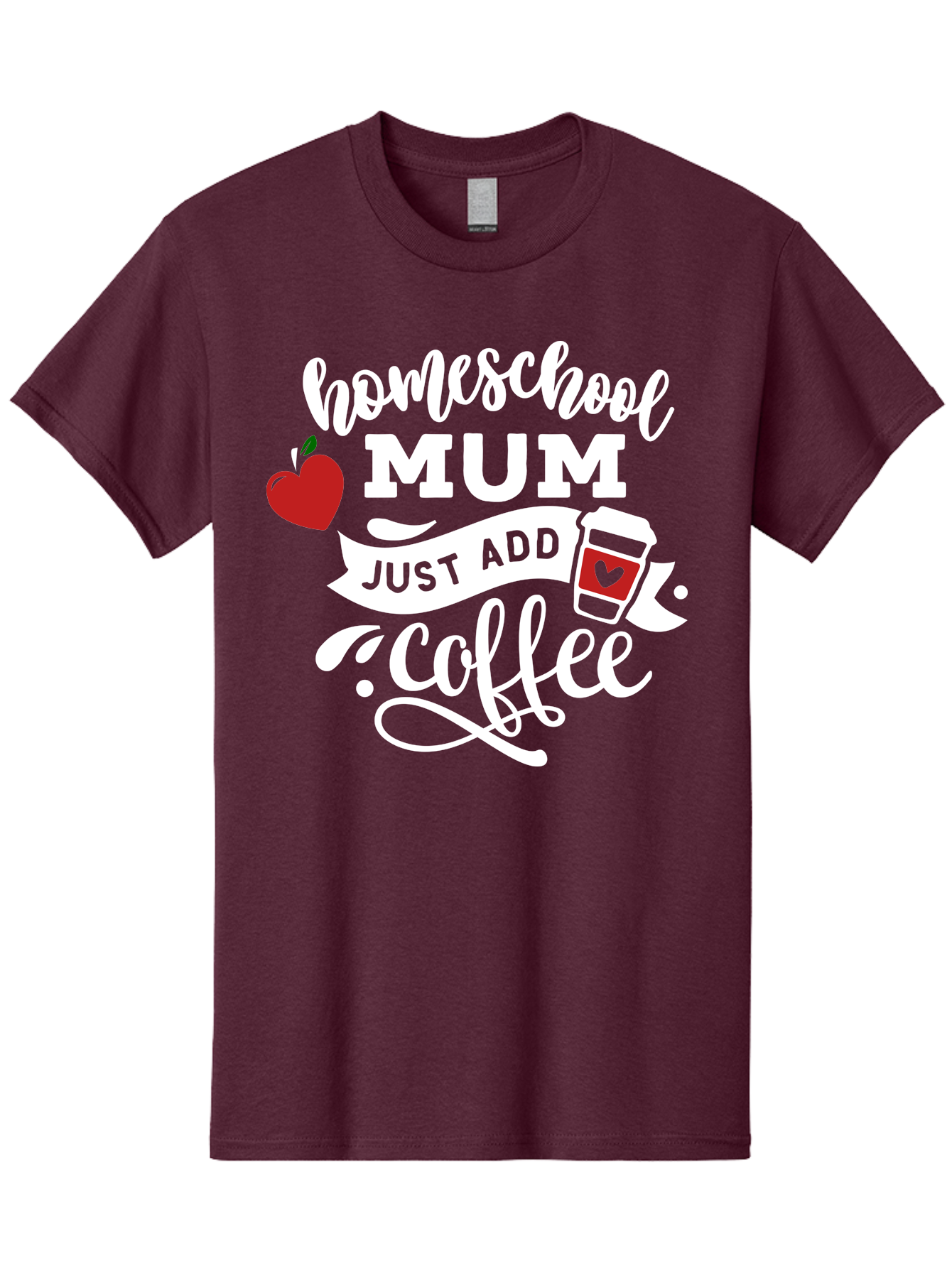 Homeschool-Mum-2 Men'S Graphic Tee, 100% Cotton, Comfortable Casual Summer Wear, Machine Washable, Homeschooling, Motherhood, Coffee Lover, Funny Quote, Homeschool Mum, Education, Parenting Humor, Coffee Cup, Apple Symbol, Inspirational Quote Aab386