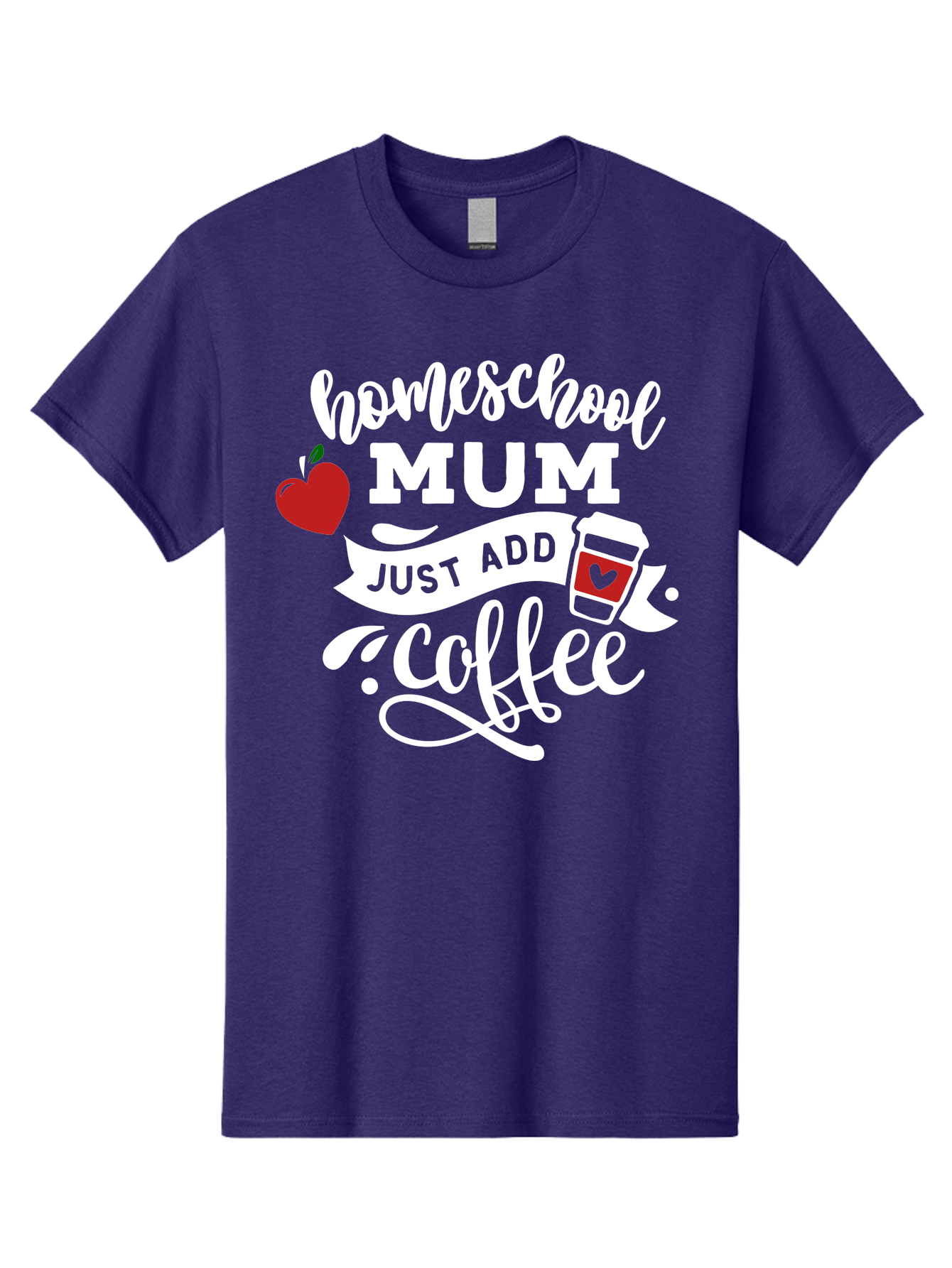 Homeschool-Mum-2 Men'S Graphic Tee, 100% Cotton, Comfortable Casual Summer Wear, Machine Washable, Homeschooling, Motherhood, Coffee Lover, Funny Quote, Homeschool Mum, Education, Parenting Humor, Coffee Cup, Apple Symbol, Inspirational Quote Aab386