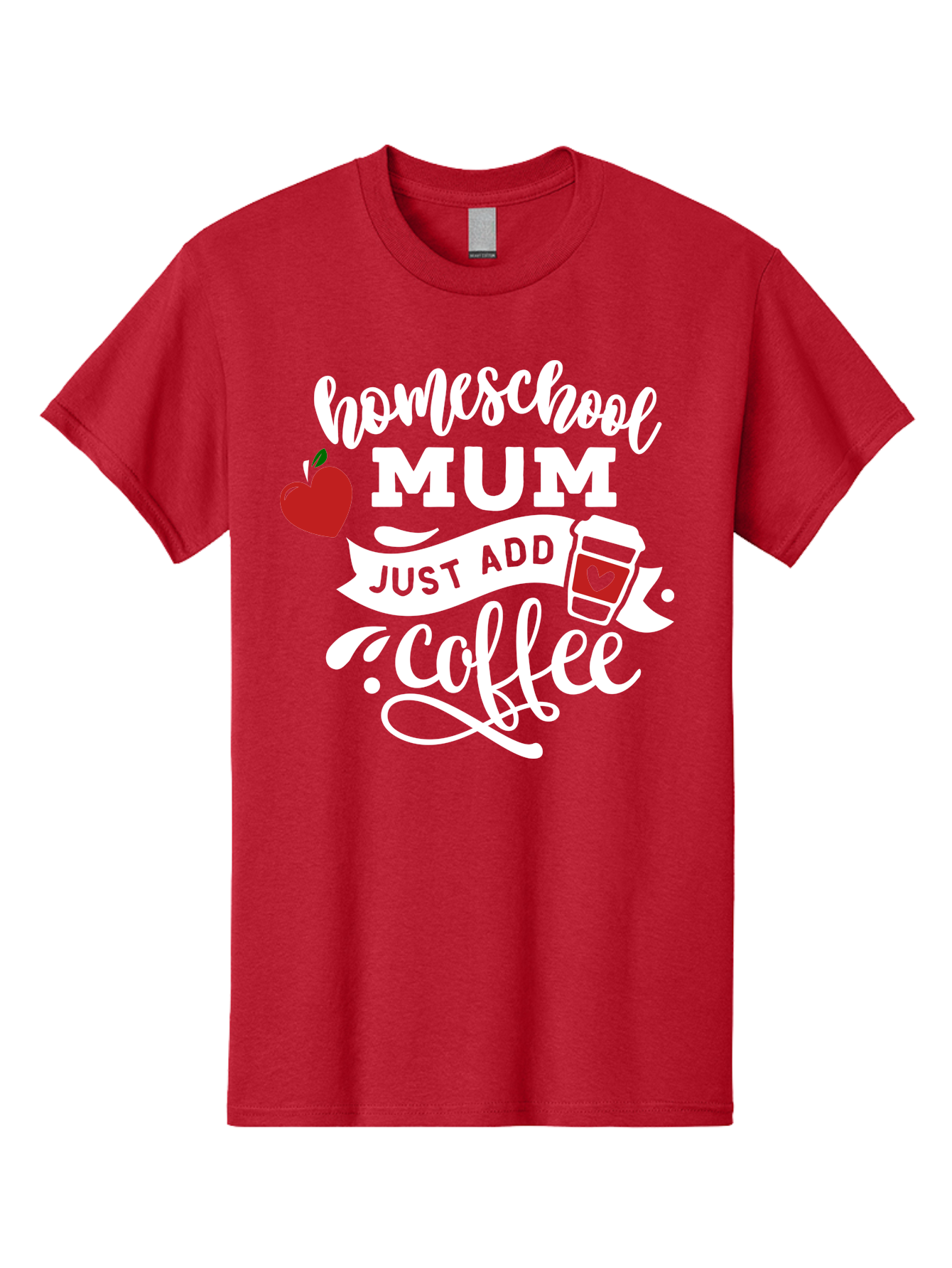 Homeschool-Mum-2 Men'S Graphic Tee, 100% Cotton, Comfortable Casual Summer Wear, Machine Washable, Homeschooling, Motherhood, Coffee Lover, Funny Quote, Homeschool Mum, Education, Parenting Humor, Coffee Cup, Apple Symbol, Inspirational Quote Aab386