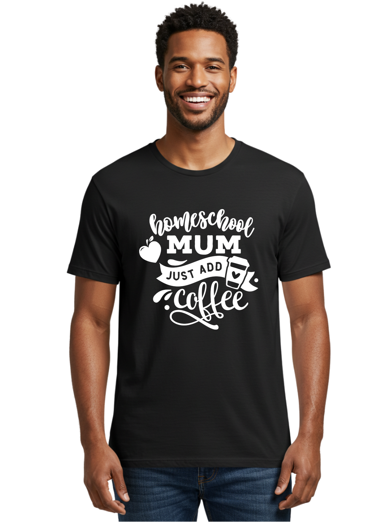 Homeschool-Mum-3 Men'S Graphic Tee, 100% Cotton, Comfortable Casual Summer Wear, Machine Washable, Homeschool Mom, Coffee Lover, Mom Life, Homeschooling, Coffee Addict, Mom Humor, Funny Quote, Inspirational Quote, Motherhood, Parenting Aab387