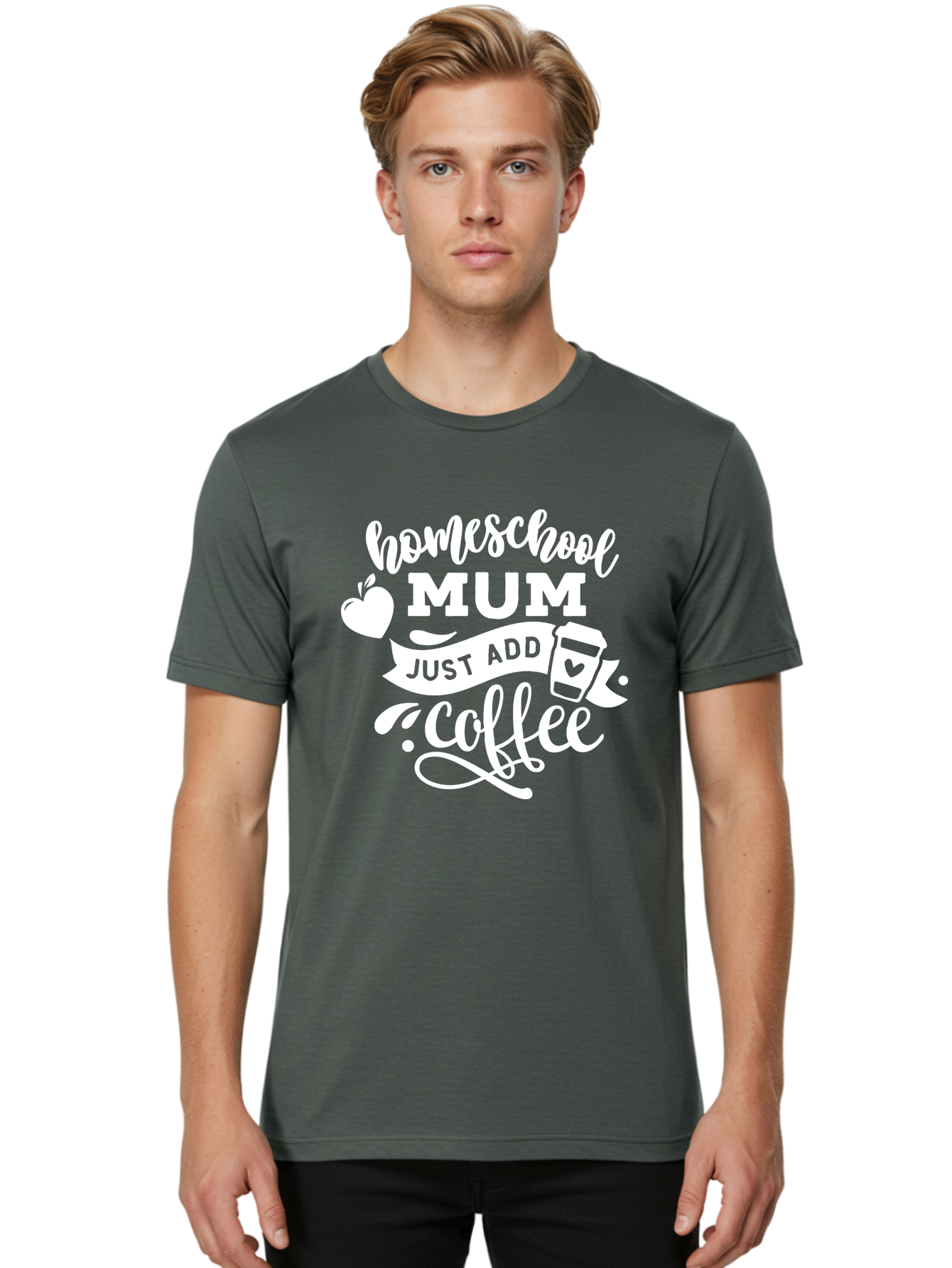 Homeschool-Mum-3 Men'S Graphic Tee, 100% Cotton, Comfortable Casual Summer Wear, Machine Washable, Homeschool Mom, Coffee Lover, Mom Life, Homeschooling, Coffee Addict, Mom Humor, Funny Quote, Inspirational Quote, Motherhood, Parenting Aab387