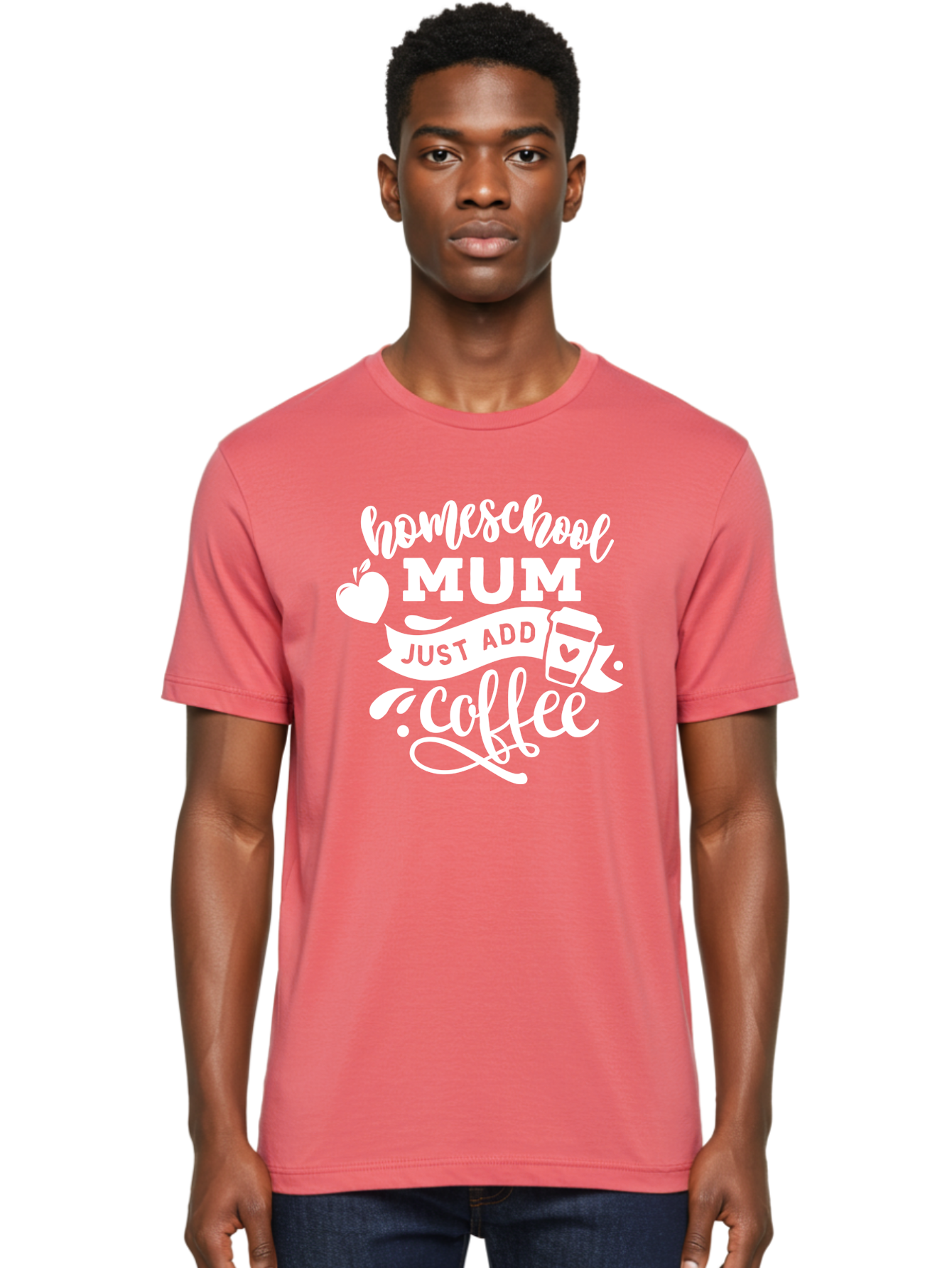 Homeschool-Mum-3 Men'S Graphic Tee, 100% Cotton, Comfortable Casual Summer Wear, Machine Washable, Homeschool Mom, Coffee Lover, Mom Life, Homeschooling, Coffee Addict, Mom Humor, Funny Quote, Inspirational Quote, Motherhood, Parenting Aab387
