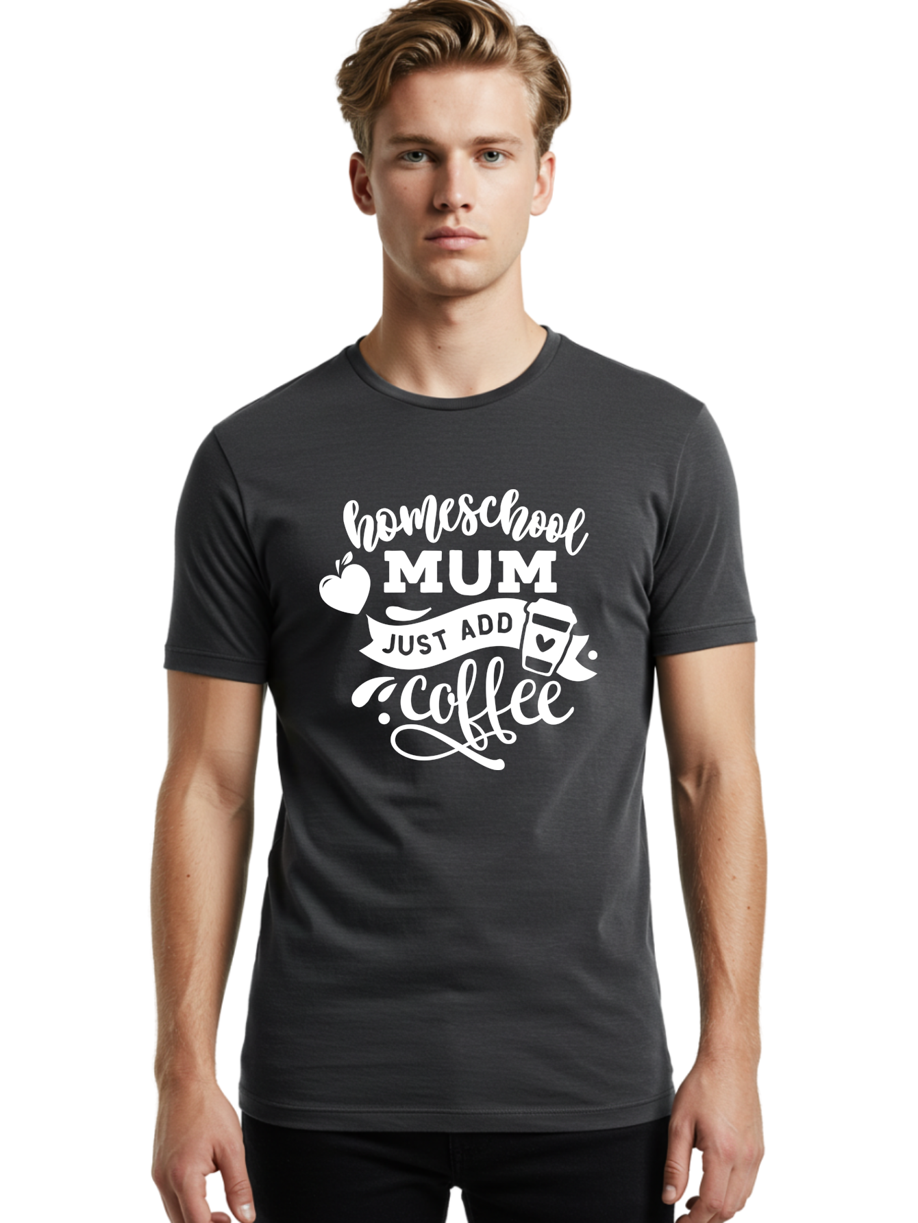 Homeschool-Mum-3 Men'S Graphic Tee, 100% Cotton, Comfortable Casual Summer Wear, Machine Washable, Homeschool Mom, Coffee Lover, Mom Life, Homeschooling, Coffee Addict, Mom Humor, Funny Quote, Inspirational Quote, Motherhood, Parenting Aab387