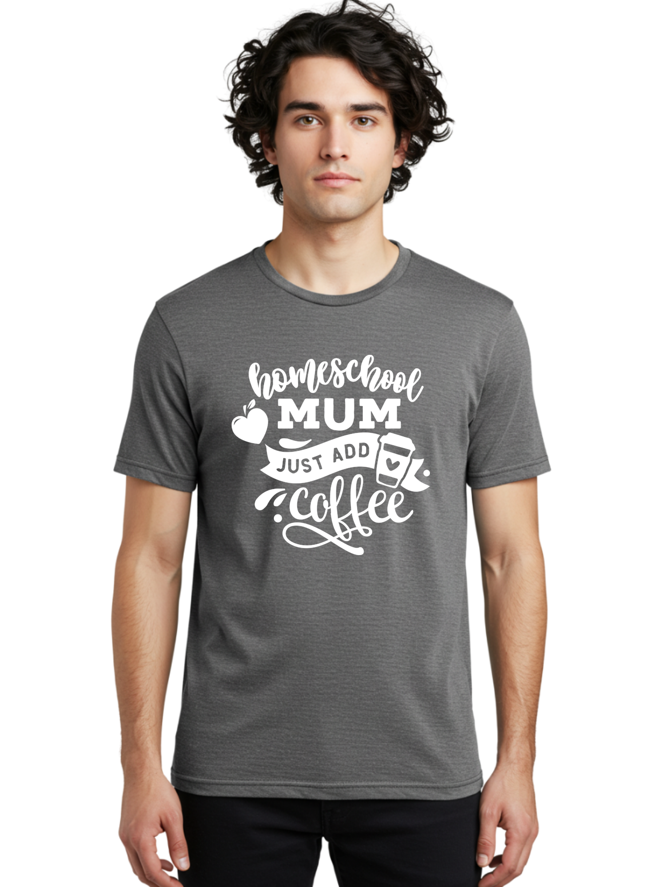 Homeschool-Mum-3 Men'S Graphic Tee, 100% Cotton, Comfortable Casual Summer Wear, Machine Washable, Homeschool Mom, Coffee Lover, Mom Life, Homeschooling, Coffee Addict, Mom Humor, Funny Quote, Inspirational Quote, Motherhood, Parenting Aab387