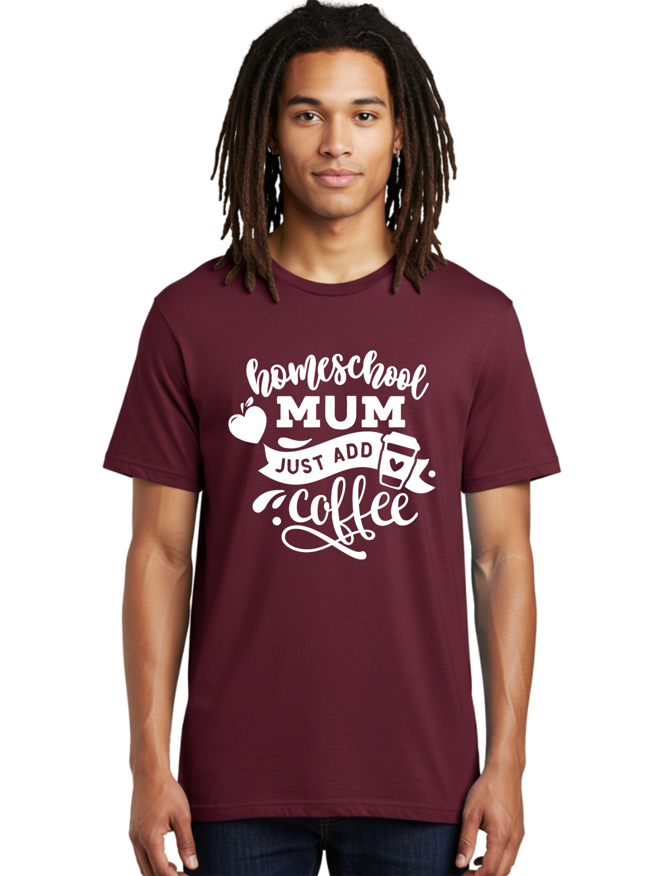 Homeschool-Mum-3 Men'S Graphic Tee, 100% Cotton, Comfortable Casual Summer Wear, Machine Washable, Homeschool Mom, Coffee Lover, Mom Life, Homeschooling, Coffee Addict, Mom Humor, Funny Quote, Inspirational Quote, Motherhood, Parenting Aab387