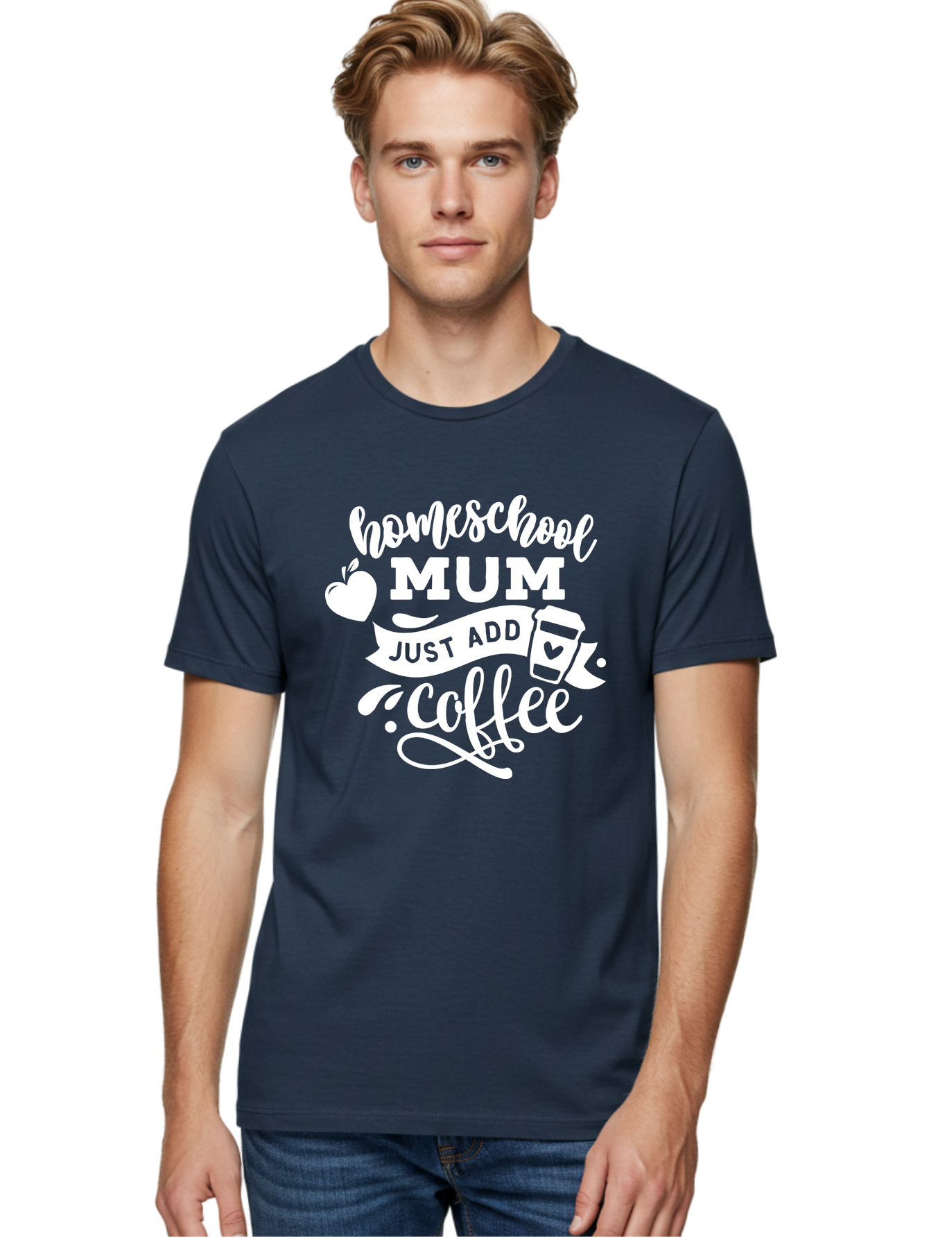 Homeschool-Mum-3 Men'S Graphic Tee, 100% Cotton, Comfortable Casual Summer Wear, Machine Washable, Homeschool Mom, Coffee Lover, Mom Life, Homeschooling, Coffee Addict, Mom Humor, Funny Quote, Inspirational Quote, Motherhood, Parenting Aab387
