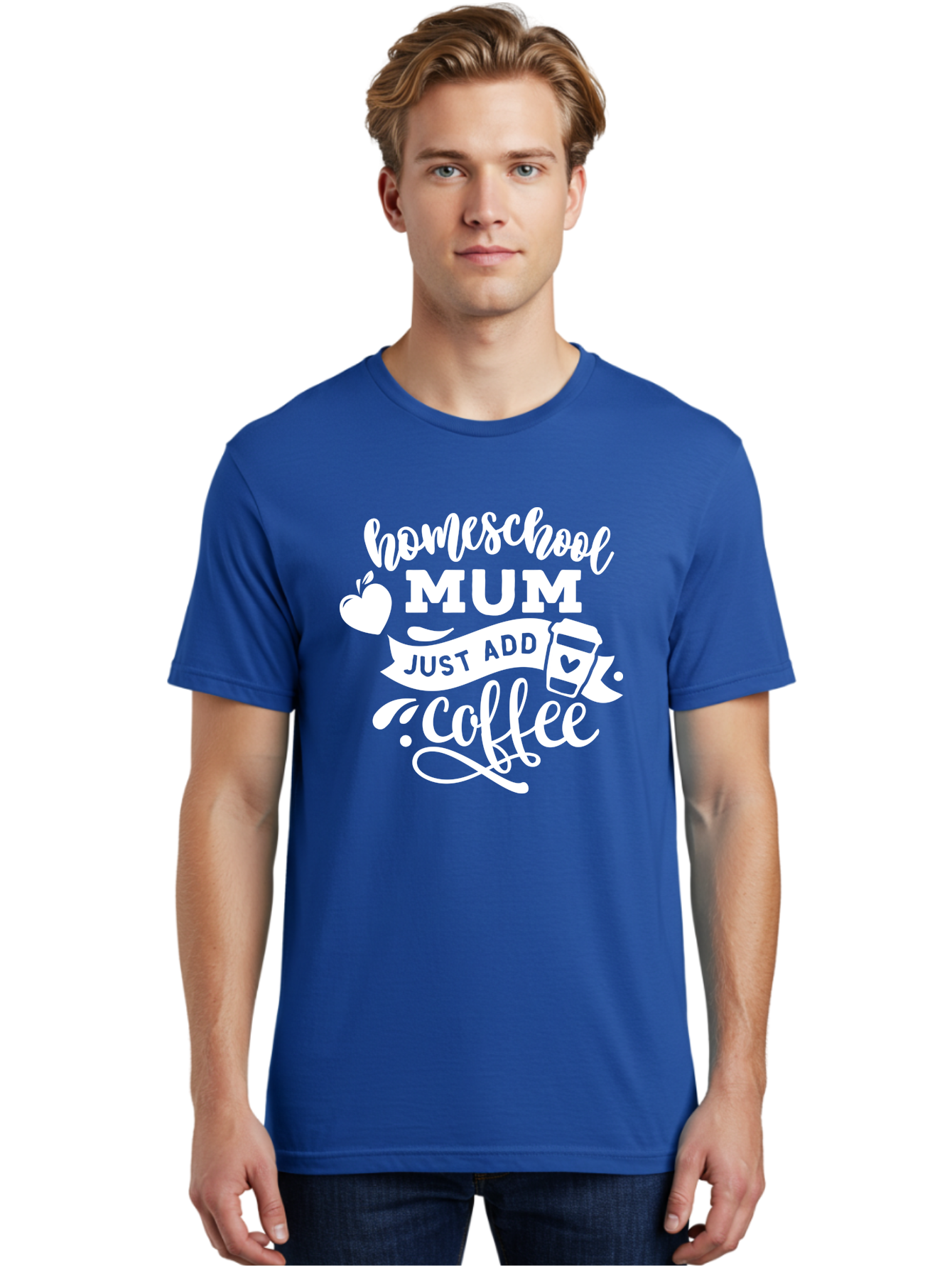 Homeschool-Mum-3 Men'S Graphic Tee, 100% Cotton, Comfortable Casual Summer Wear, Machine Washable, Homeschool Mom, Coffee Lover, Mom Life, Homeschooling, Coffee Addict, Mom Humor, Funny Quote, Inspirational Quote, Motherhood, Parenting Aab387
