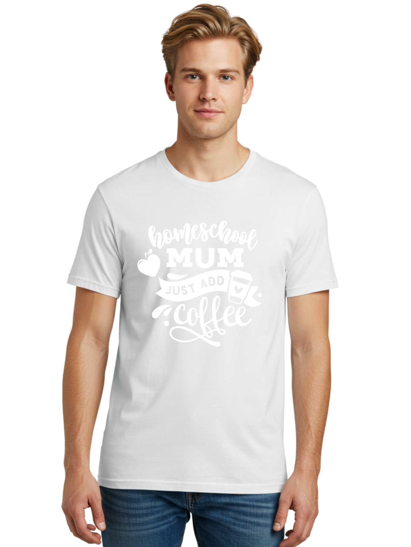 Homeschool-Mum-3 Men'S Graphic Tee, 100% Cotton, Comfortable Casual Summer Wear, Machine Washable, Homeschool Mom, Coffee Lover, Mom Life, Homeschooling, Coffee Addict, Mom Humor, Funny Quote, Inspirational Quote, Motherhood, Parenting Aab387