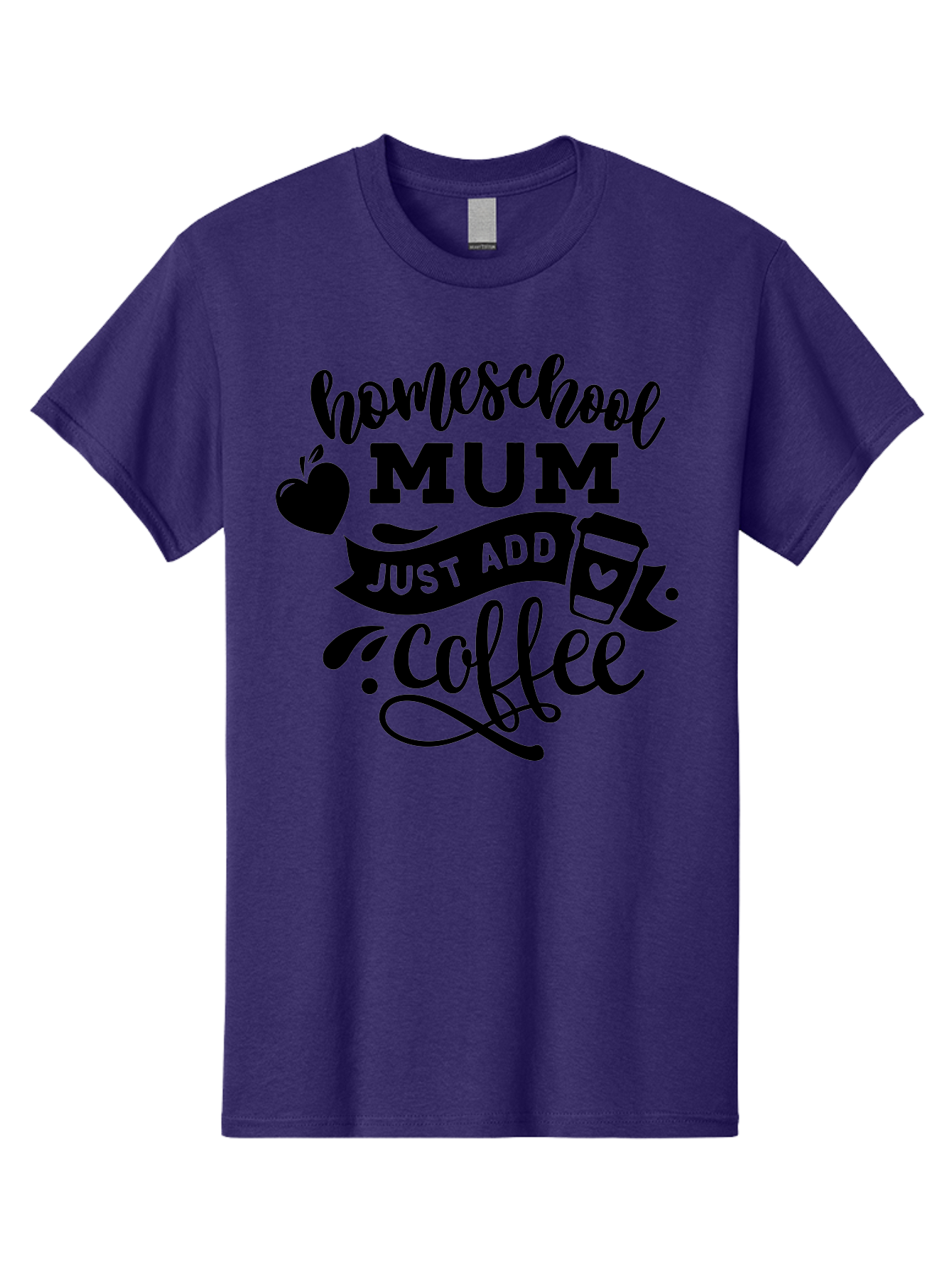 Homeschool-Mum-Just-Add-Coffee Men'S Graphic Tee, 100% Cotton, Comfortable Casual Summer Wear, Machine Washable, Homeschool Mum, Coffee Quote, Funny Homeschooling, Coffee Humor, Mom Life, Homeschooling Mom, Coffee Lover, Quirky Mom Aab389