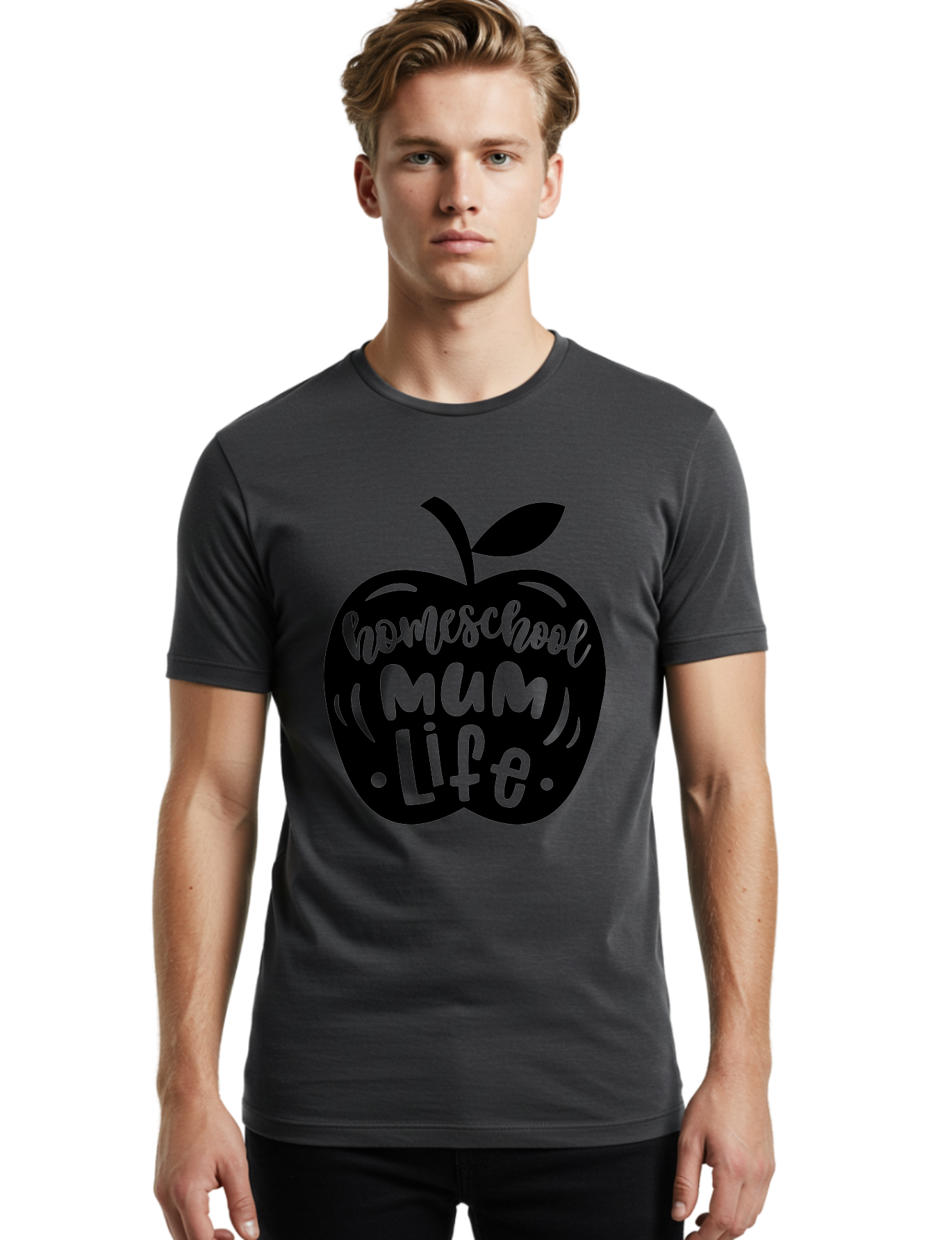 Homeschool-Mum-Life-1 Men'S Graphic Tee, 100% Cotton, Comfortable Casual Summer Wear, Machine Washable, Homeschooling, Parenting, Education, Motherhood, Lifestyle, Homeschool Mum Life, Apple Graphic, Mom Life Aab390