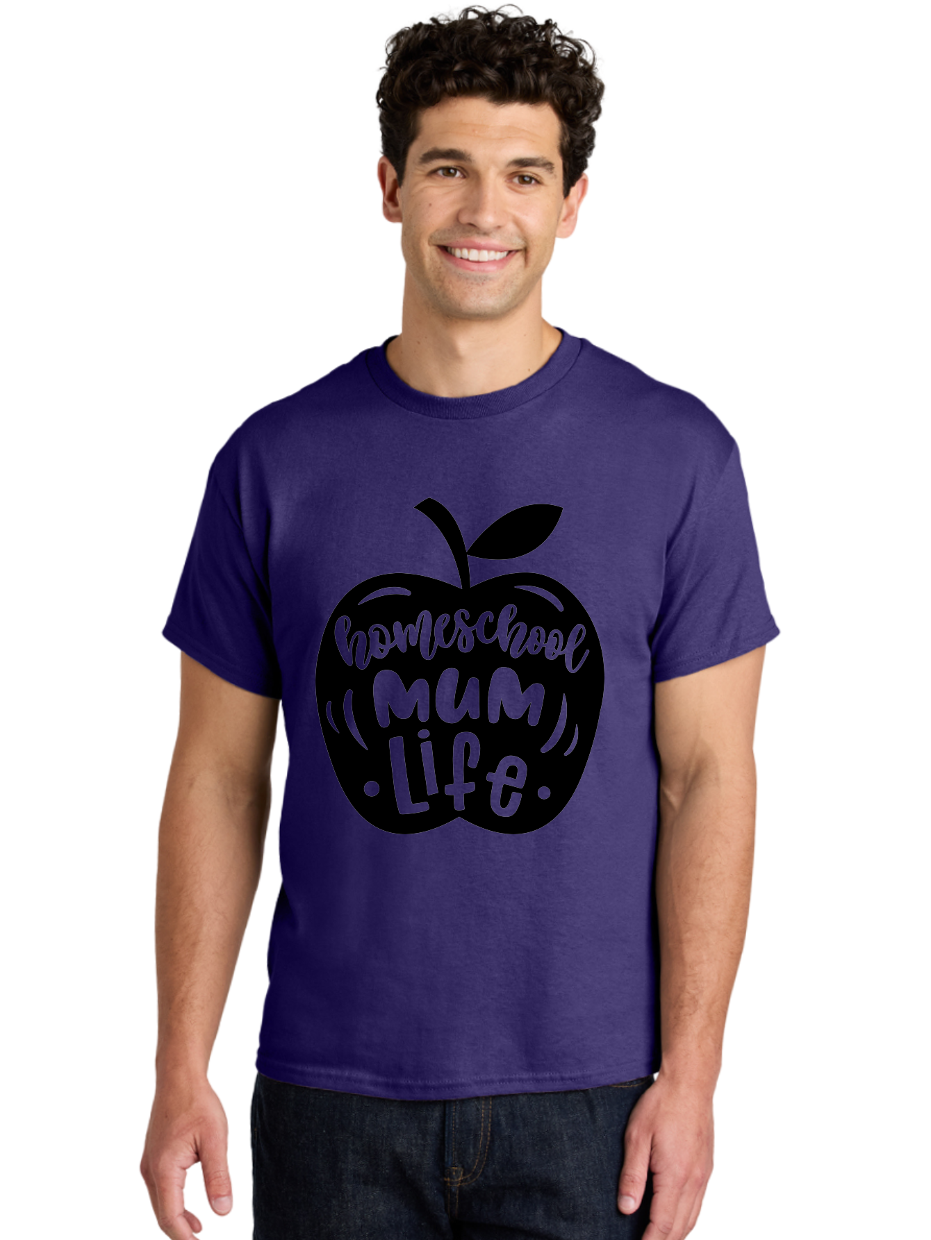 Homeschool-Mum-Life-1 Men'S Graphic Tee, 100% Cotton, Comfortable Casual Summer Wear, Machine Washable, Homeschooling, Parenting, Education, Motherhood, Lifestyle, Homeschool Mum Life, Apple Graphic, Mom Life Aab390