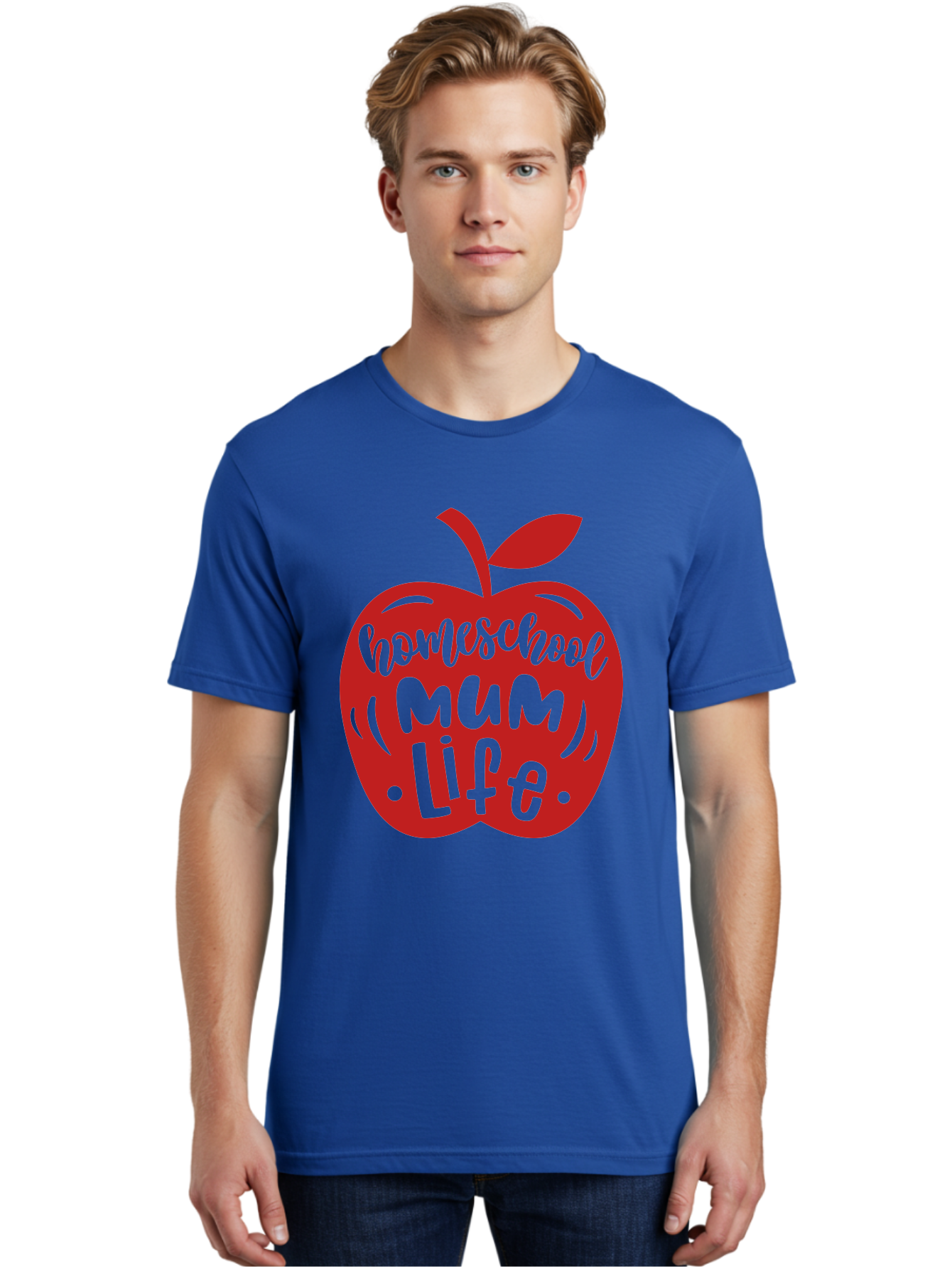 Homeschool-Mum-Life-2 Men'S Graphic Tee, 100% Cotton, Comfortable Casual Summer Wear, Machine Washable, Homeschooling, Parenting, Mom Life, Apple Graphic, Homeschool Mum, Education, Teaching, Motherhood, Family, Learning Aab391