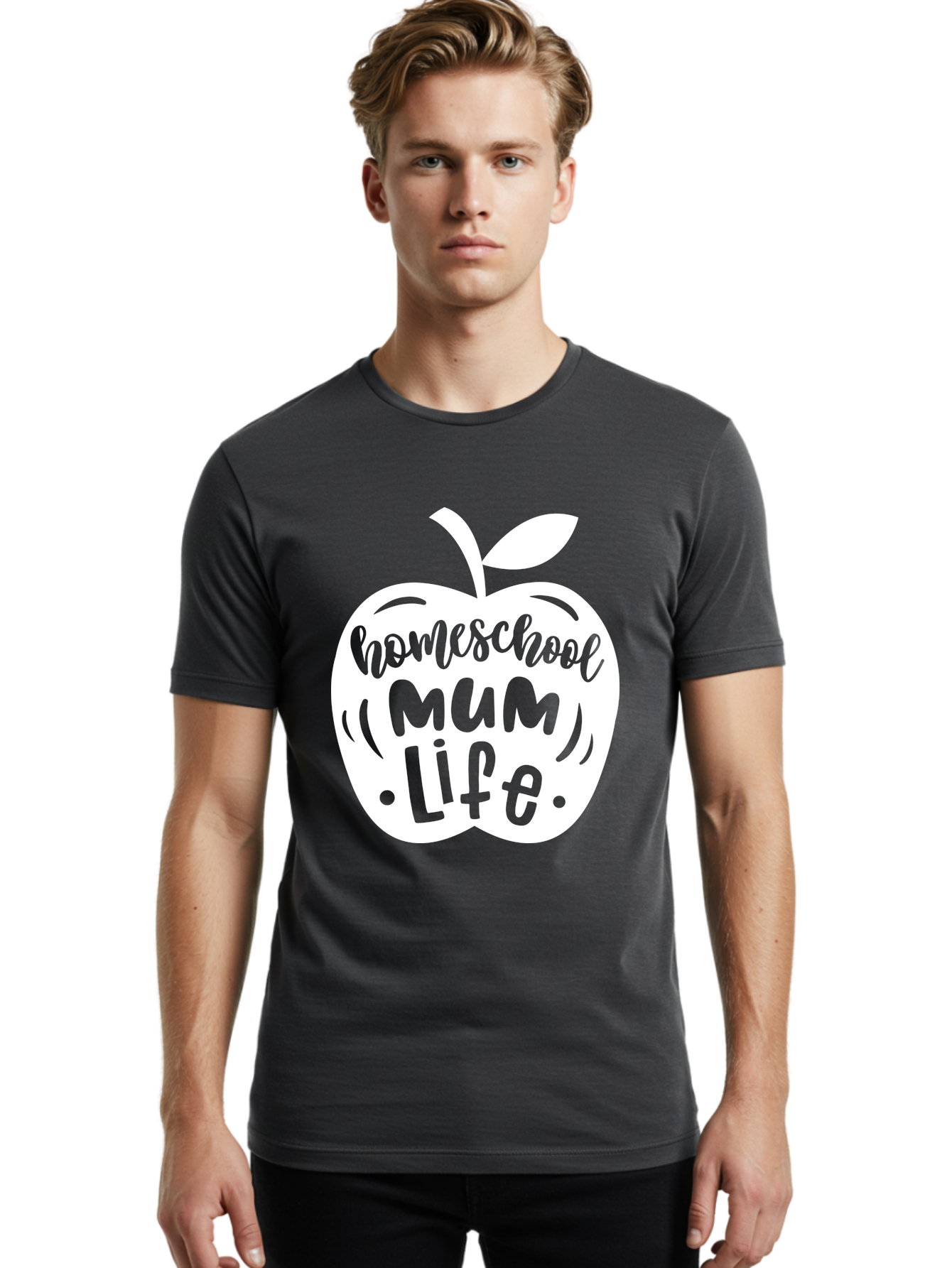Homeschool-Mum-Life Men'S Graphic Tee, 100% Cotton, Comfortable Casual Summer Wear, Machine Washable, Homeschool Mum Life, Apple Graphic, Homeschooling Mother, Education, Parenting, Personalized Learning Aab392