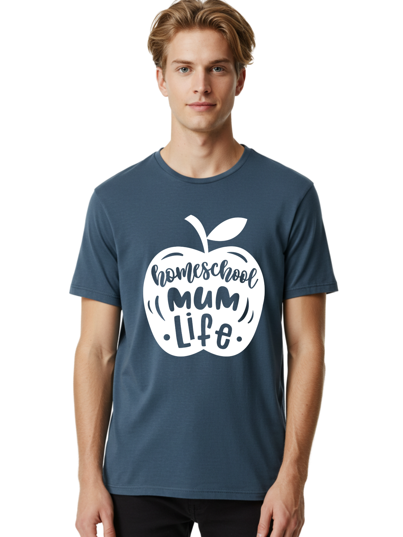 Homeschool-Mum-Life Men'S Graphic Tee, 100% Cotton, Comfortable Casual Summer Wear, Machine Washable, Homeschool Mum Life, Apple Graphic, Homeschooling Mother, Education, Parenting, Personalized Learning Aab392