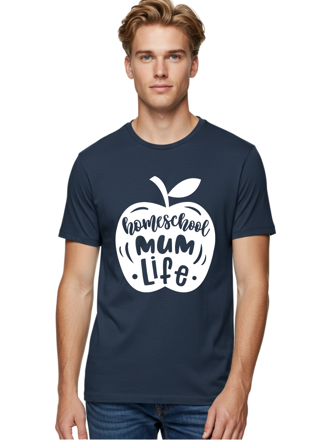 Homeschool-Mum-Life Men'S Graphic Tee, 100% Cotton, Comfortable Casual Summer Wear, Machine Washable, Homeschool Mum Life, Apple Graphic, Homeschooling Mother, Education, Parenting, Personalized Learning Aab392