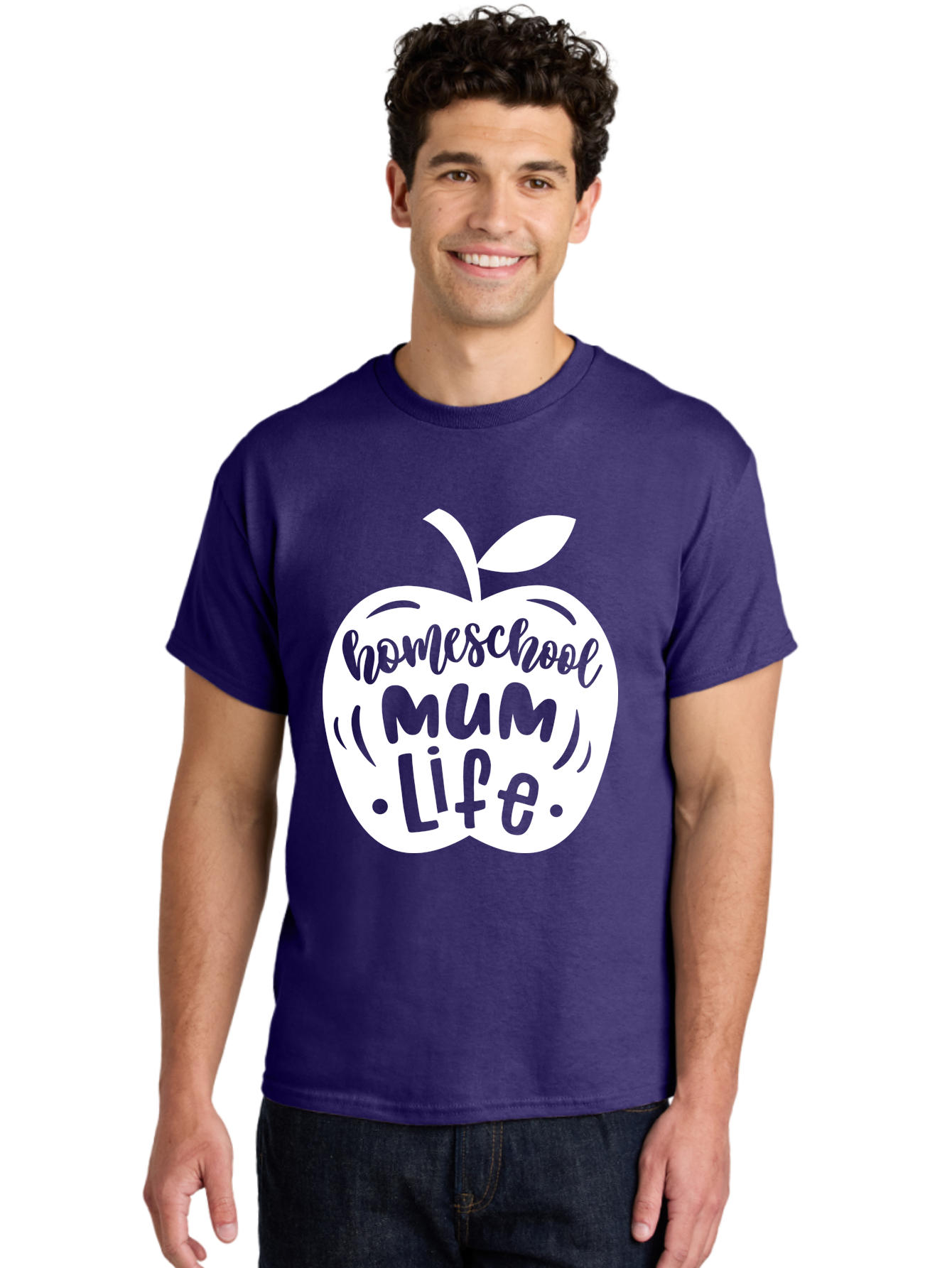 Homeschool-Mum-Life Men'S Graphic Tee, 100% Cotton, Comfortable Casual Summer Wear, Machine Washable, Homeschool Mum Life, Apple Graphic, Homeschooling Mother, Education, Parenting, Personalized Learning Aab392