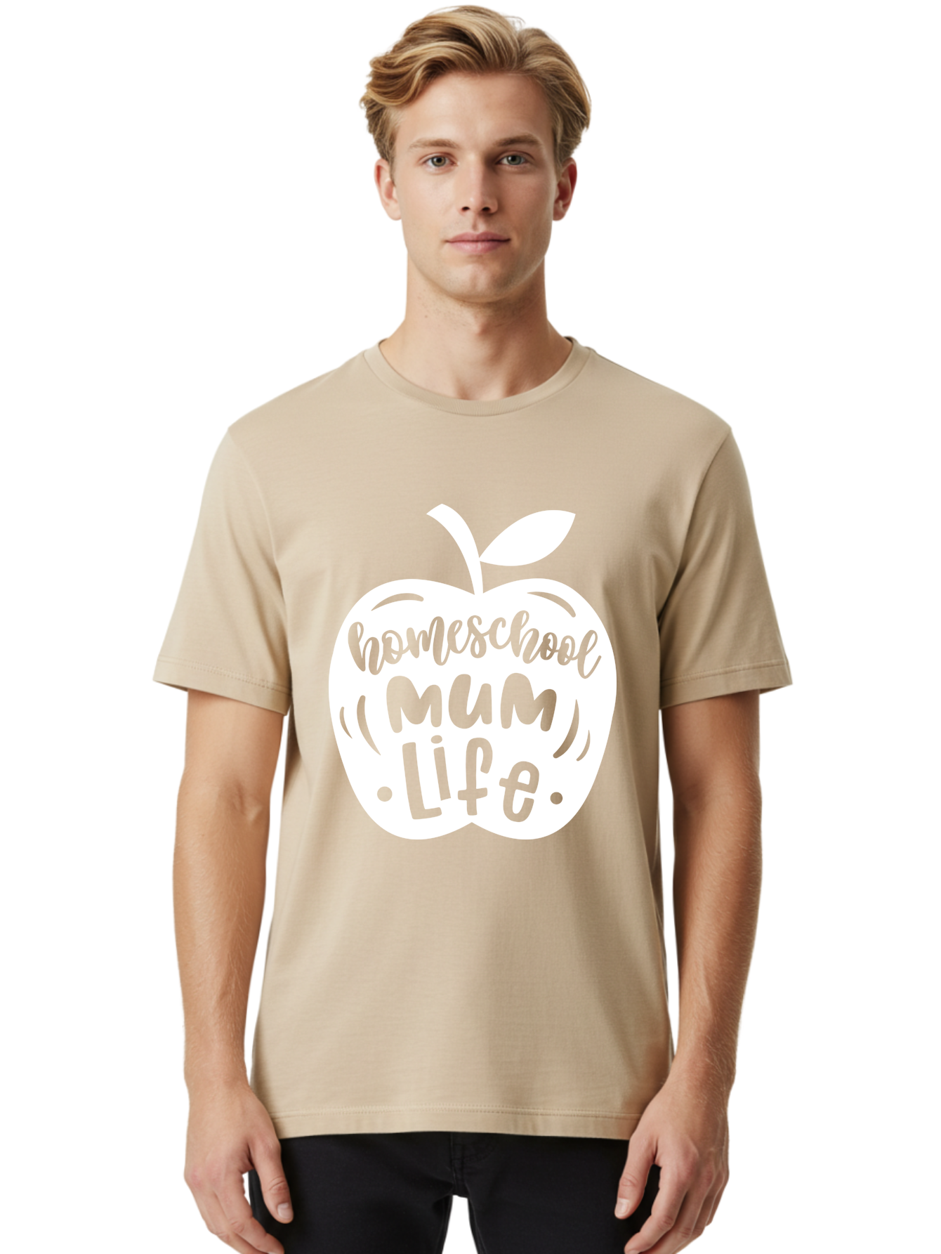Homeschool-Mum-Life Men'S Graphic Tee, 100% Cotton, Comfortable Casual Summer Wear, Machine Washable, Homeschool Mum Life, Apple Graphic, Homeschooling Mother, Education, Parenting, Personalized Learning Aab392