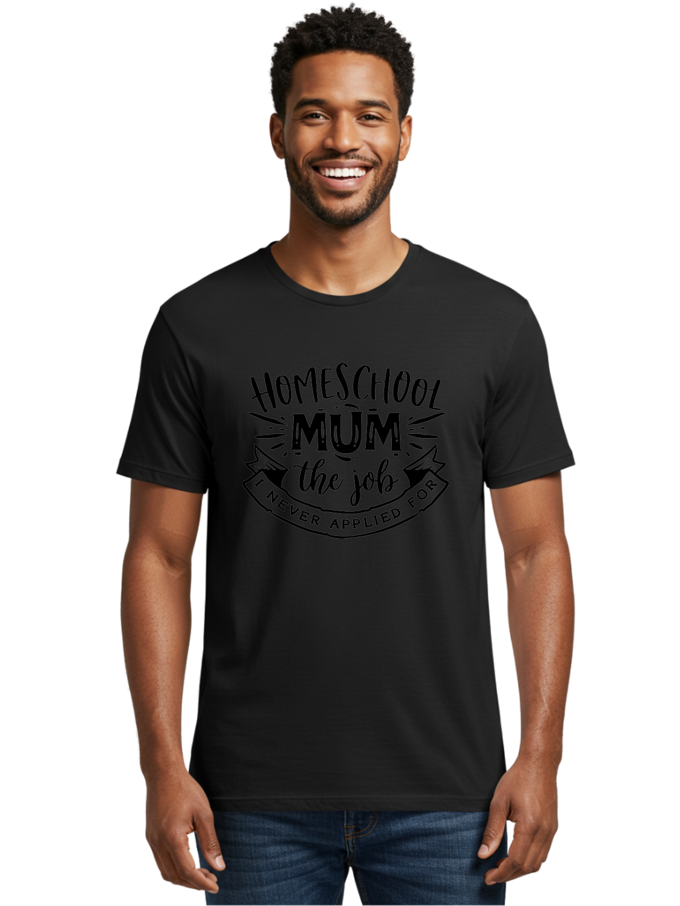 Homeschool-Mum-The-Job-1 Men'S Graphic Tee, 100% Cotton, Comfortable Casual Summer Wear, Machine Washable, Homeschool Mom Quote, Inspirational Quote, Funny T-Shirt Design, Mom Life, Teaching At Home, Humorous Saying, Parenting Humor Aab397