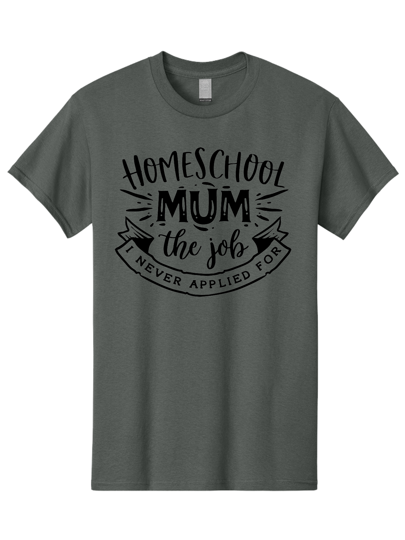 Homeschool-Mum-The-Job-1 Men'S Graphic Tee, 100% Cotton, Comfortable Casual Summer Wear, Machine Washable, Homeschool Mom Quote, Inspirational Quote, Funny T-Shirt Design, Mom Life, Teaching At Home, Humorous Saying, Parenting Humor Aab397