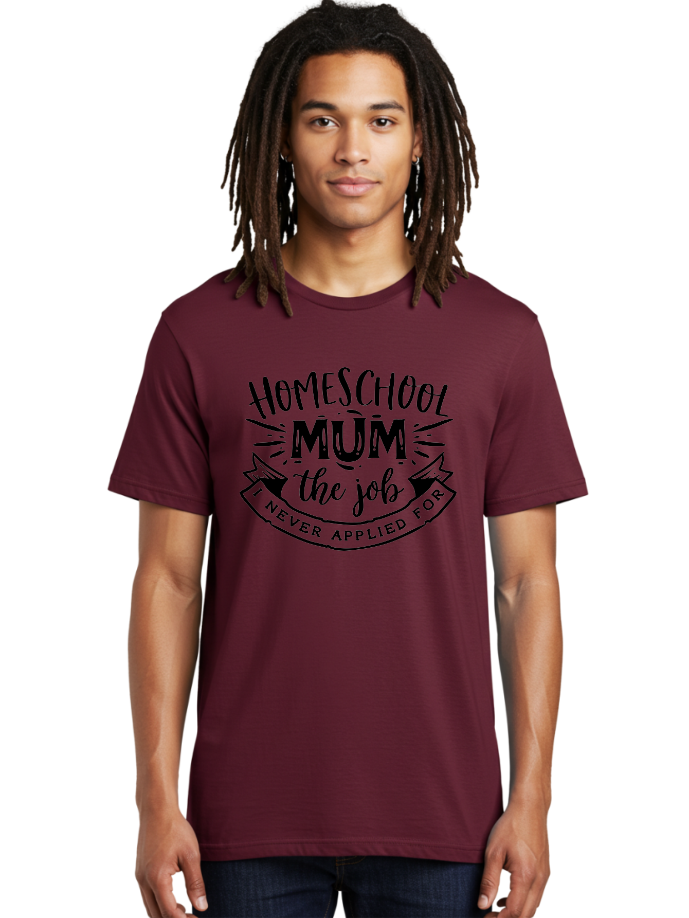 Homeschool-Mum-The-Job-1 Men'S Graphic Tee, 100% Cotton, Comfortable Casual Summer Wear, Machine Washable, Homeschool Mom Quote, Inspirational Quote, Funny T-Shirt Design, Mom Life, Teaching At Home, Humorous Saying, Parenting Humor Aab397
