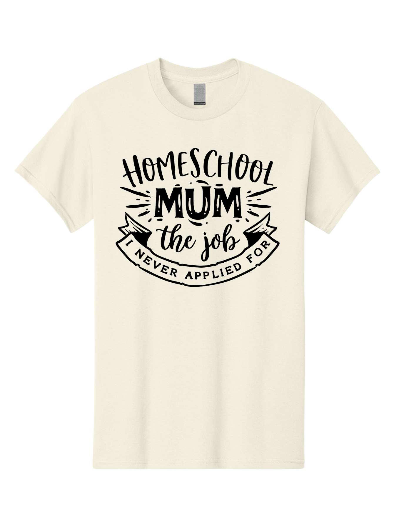Homeschool-Mum-The-Job-1 Men'S Graphic Tee, 100% Cotton, Comfortable Casual Summer Wear, Machine Washable, Homeschool Mom Quote, Inspirational Quote, Funny T-Shirt Design, Mom Life, Teaching At Home, Humorous Saying, Parenting Humor Aab397
